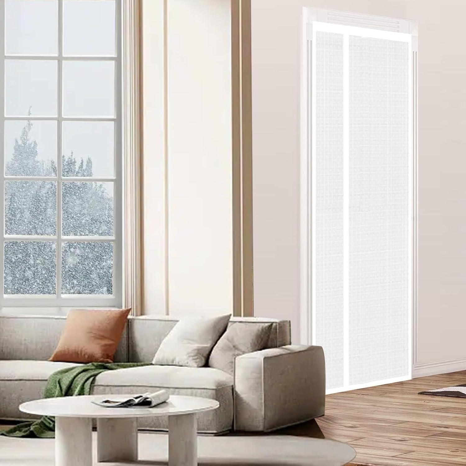 Cortina de Puerta Aislante Magnética Veanusiver 90x206 cm Blanca
