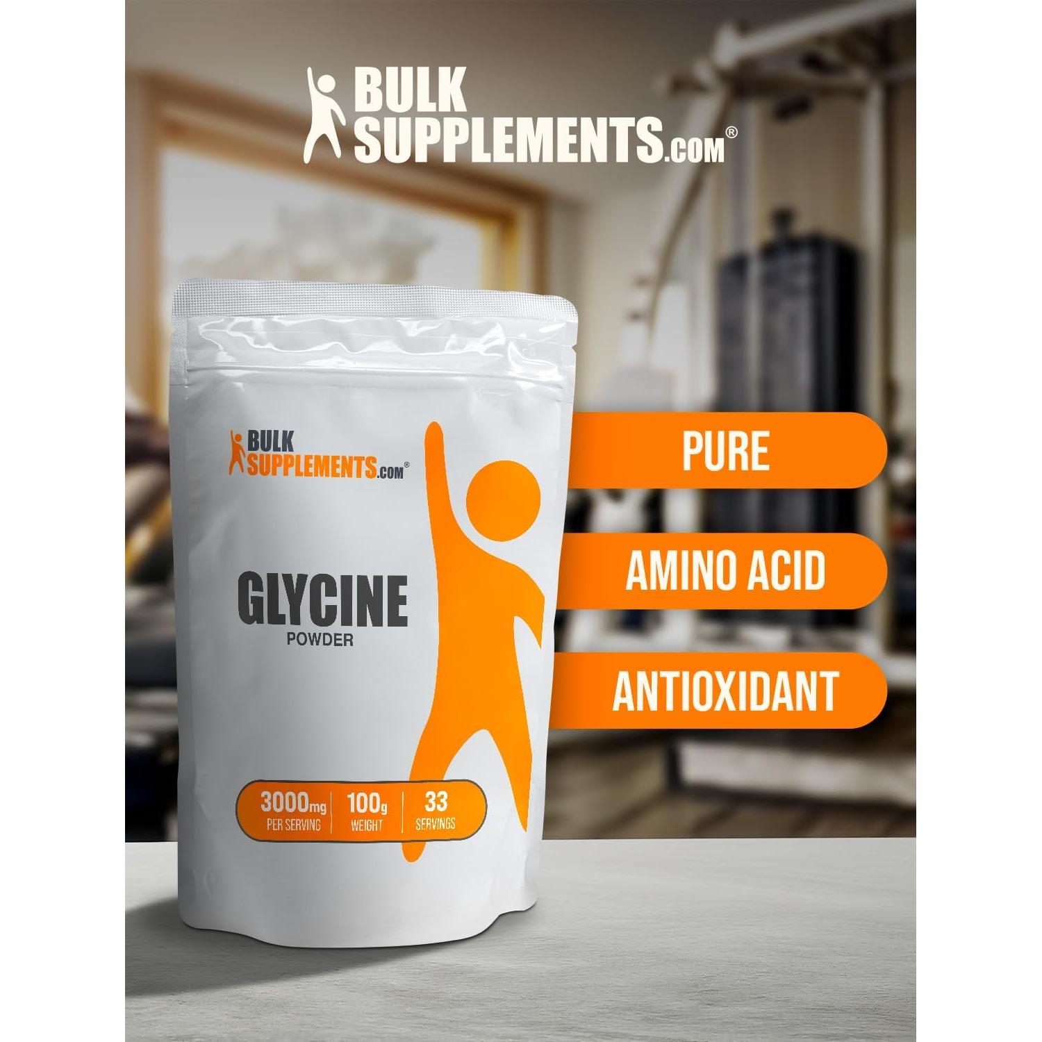 Polvo de Glicina BulkSupplements 100g - Suplemento Aminoácidos