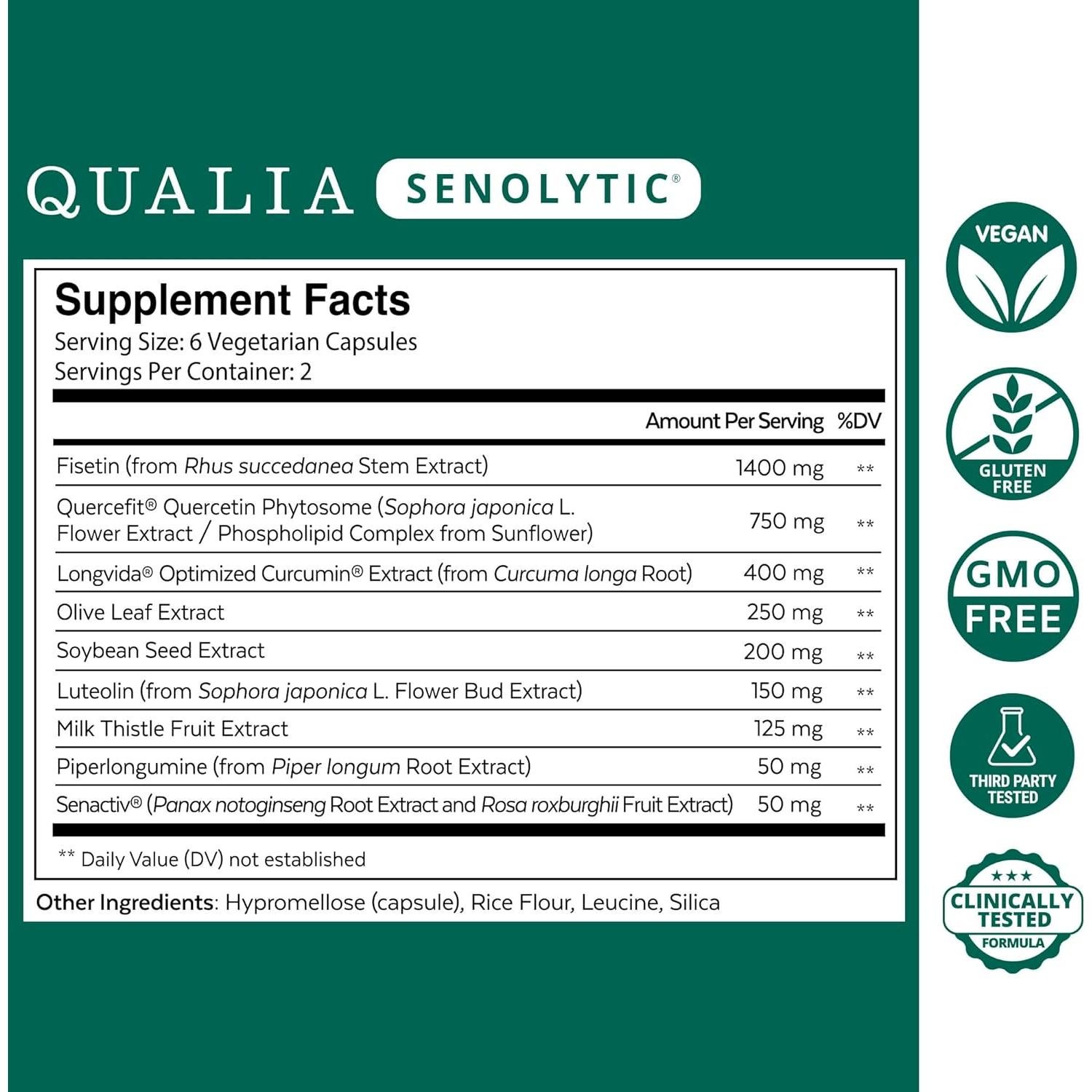 Suplemento Antienvejecimiento Qualia Senolítico 12 Cápsulas