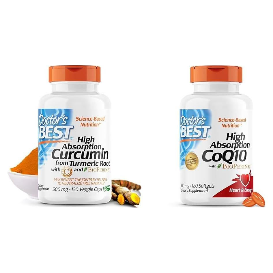 Curcumina 500mg Doctor's Best + CoQ10 100mg BioPerine 120 Cápsulas