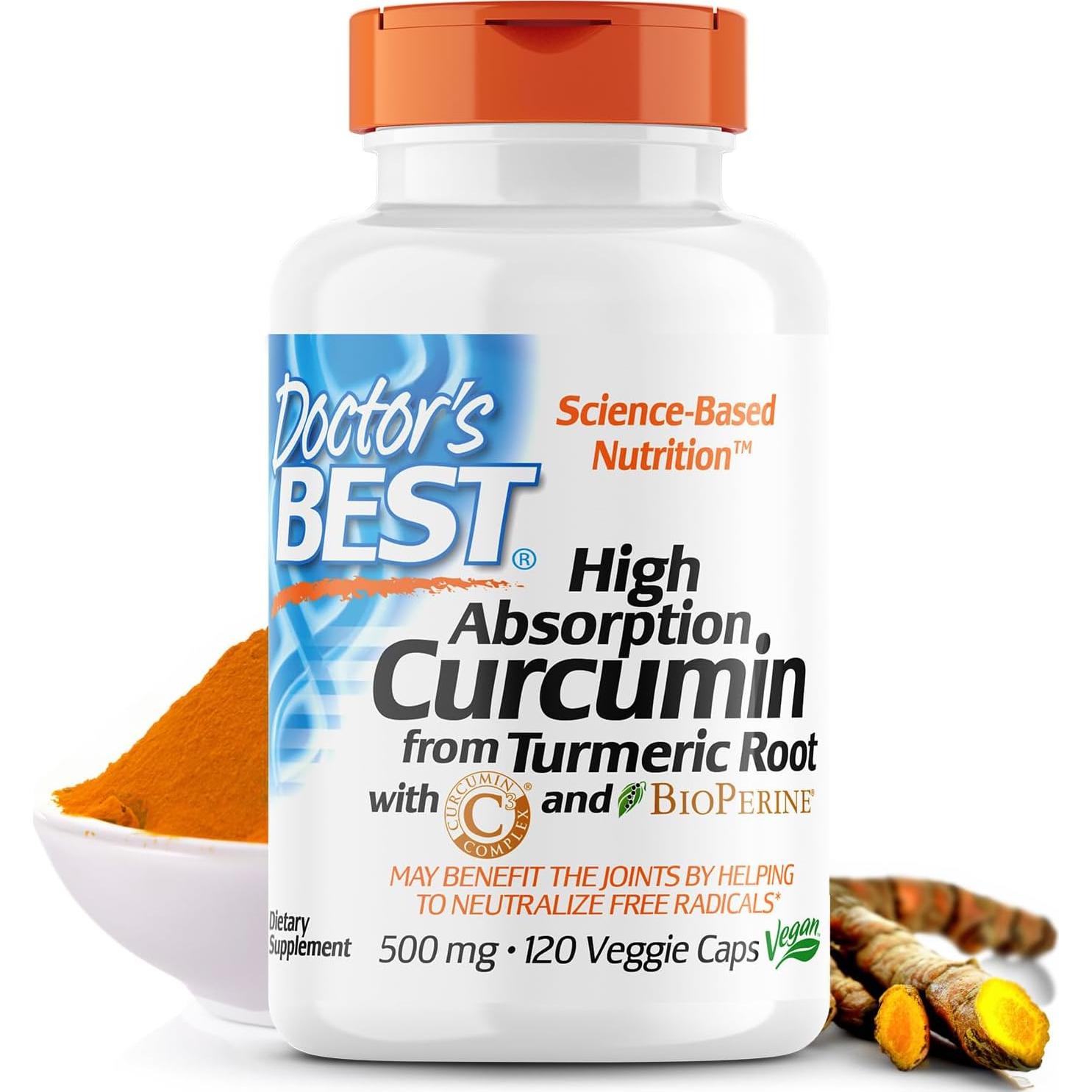 Curcumina 500mg Doctor's Best + CoQ10 100mg BioPerine 120 Cápsulas