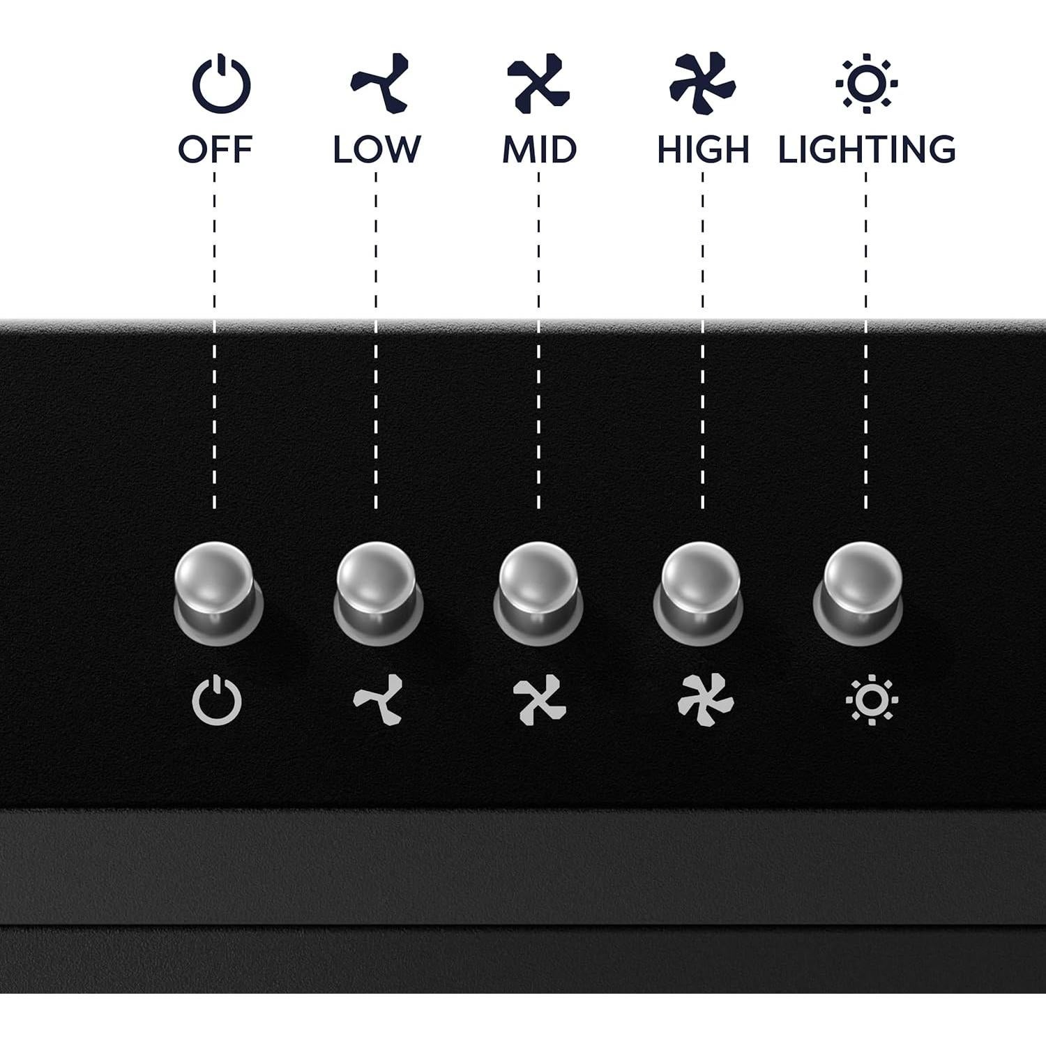 Campana Extractora CIARRA CAB75905 Negra 30" Montaje Bajo Gabinete