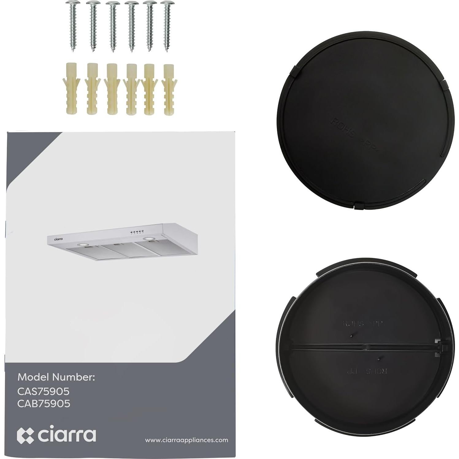 Campana Extractora CIARRA CAB75905 Negra 30" Montaje Bajo Gabinete