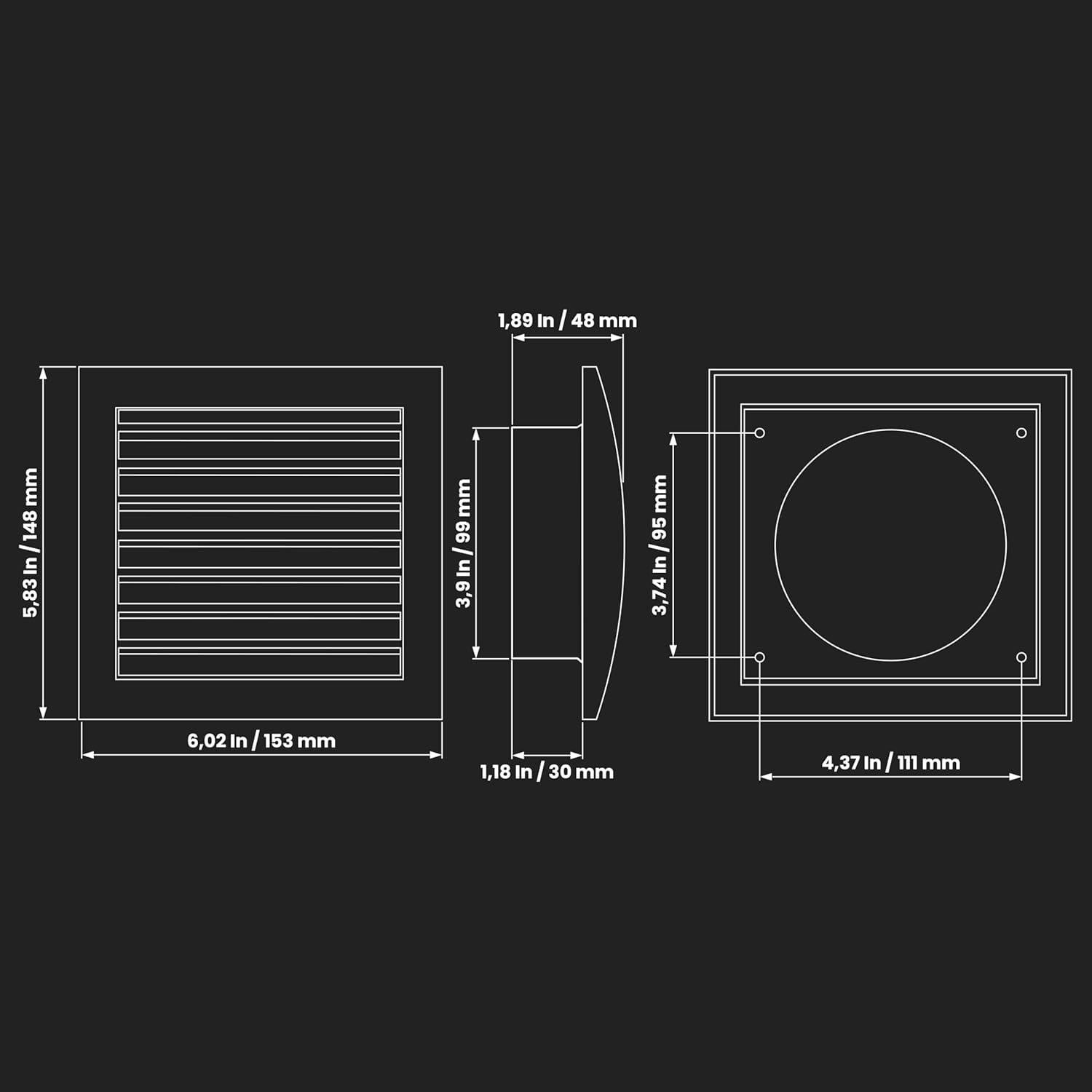 Repa Market Anthracite Exhaust Hood Vent 4'' Inch with Built-in Pest Guard Screen, Anthracite, Air Vent Cover, Exhaust Cap