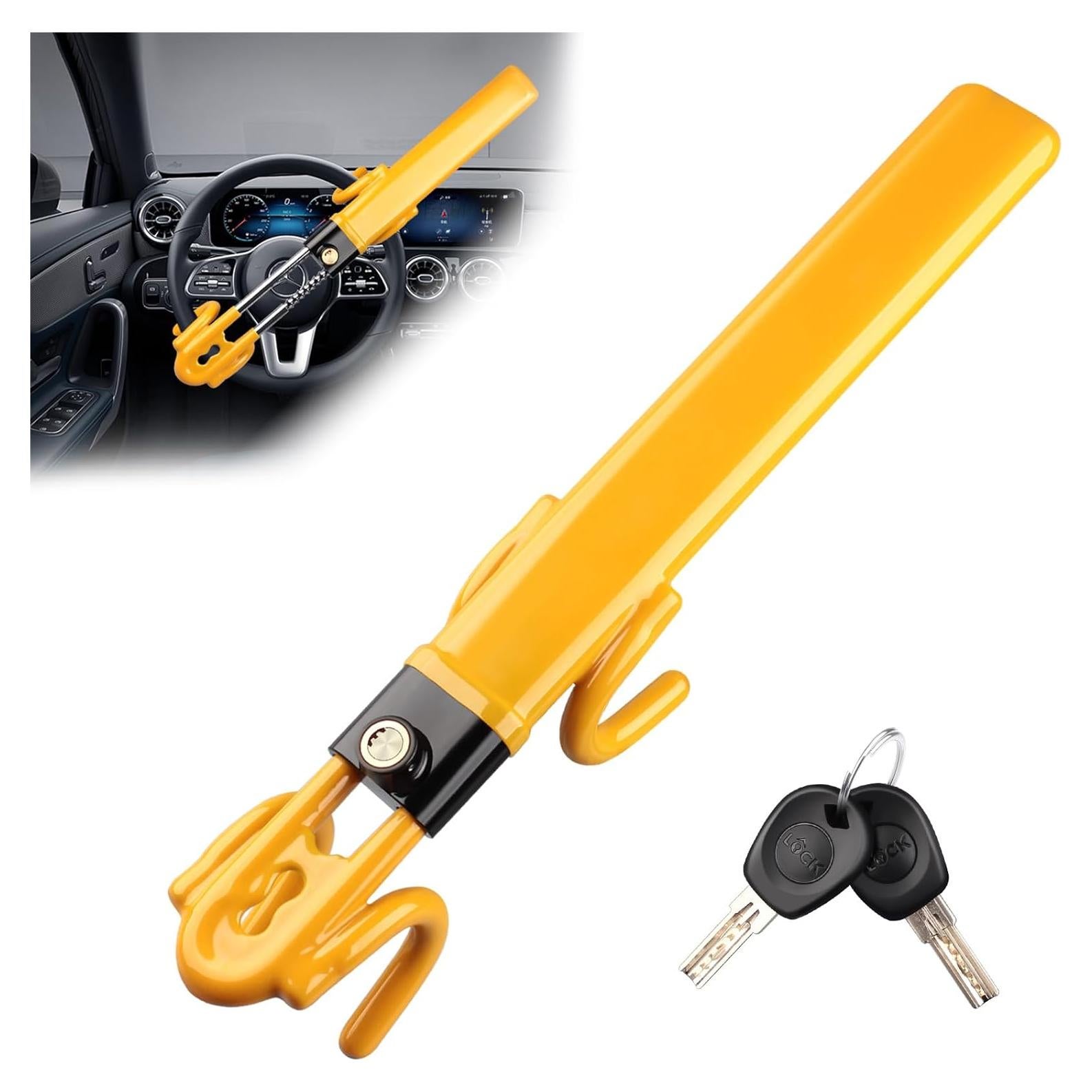 Bloqueo de Volante Antirrobo NOEAIKE Amarillo Ajustable 1.80 kg