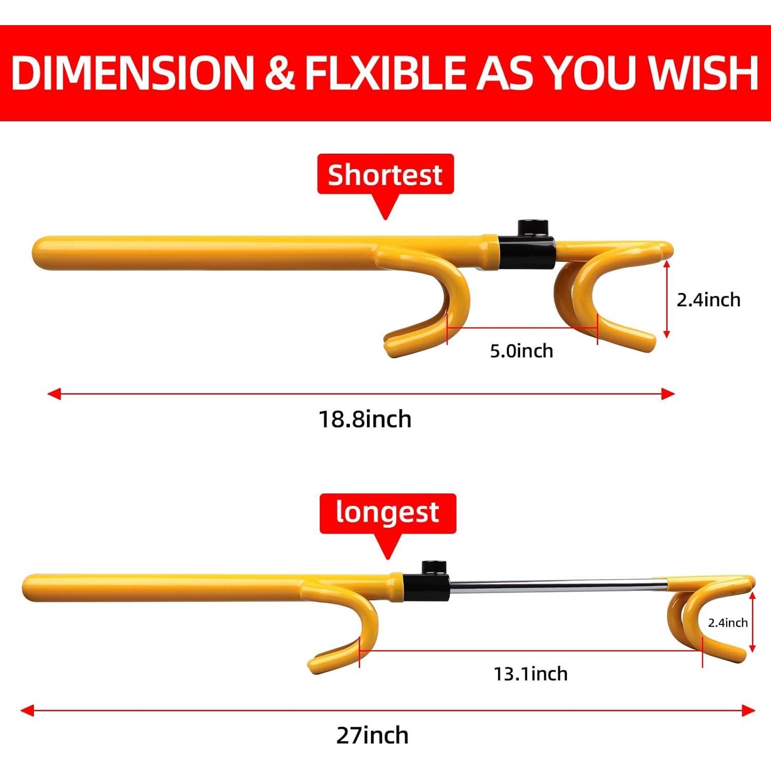 Bloqueo de Volante Antirrobo NOEAIKE Amarillo Ajustable 1.80 kg