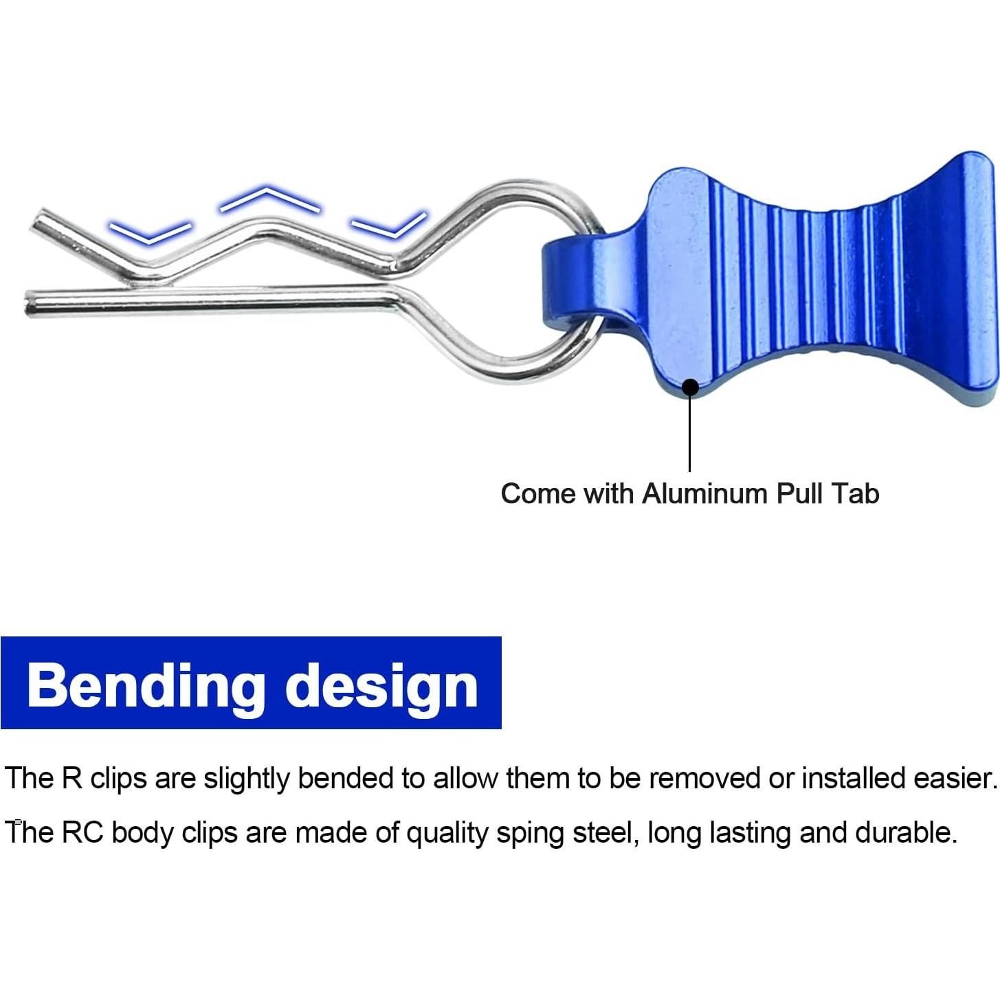 Clip de Carro RC AllinRC con Tirador de Aluminio - Set de 4 Azul Marino