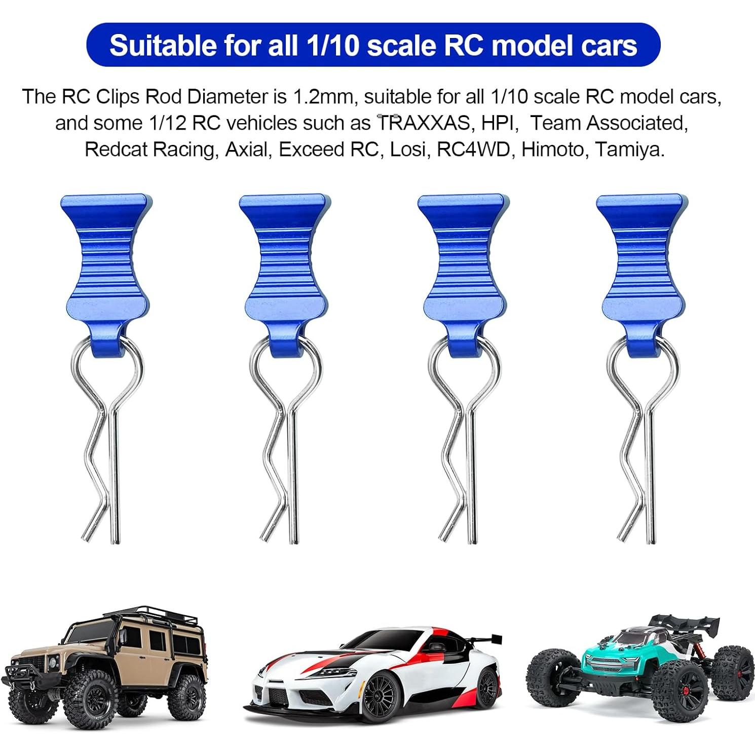 Clip de Carro RC AllinRC con Tirador de Aluminio - Set de 4 Azul Marino