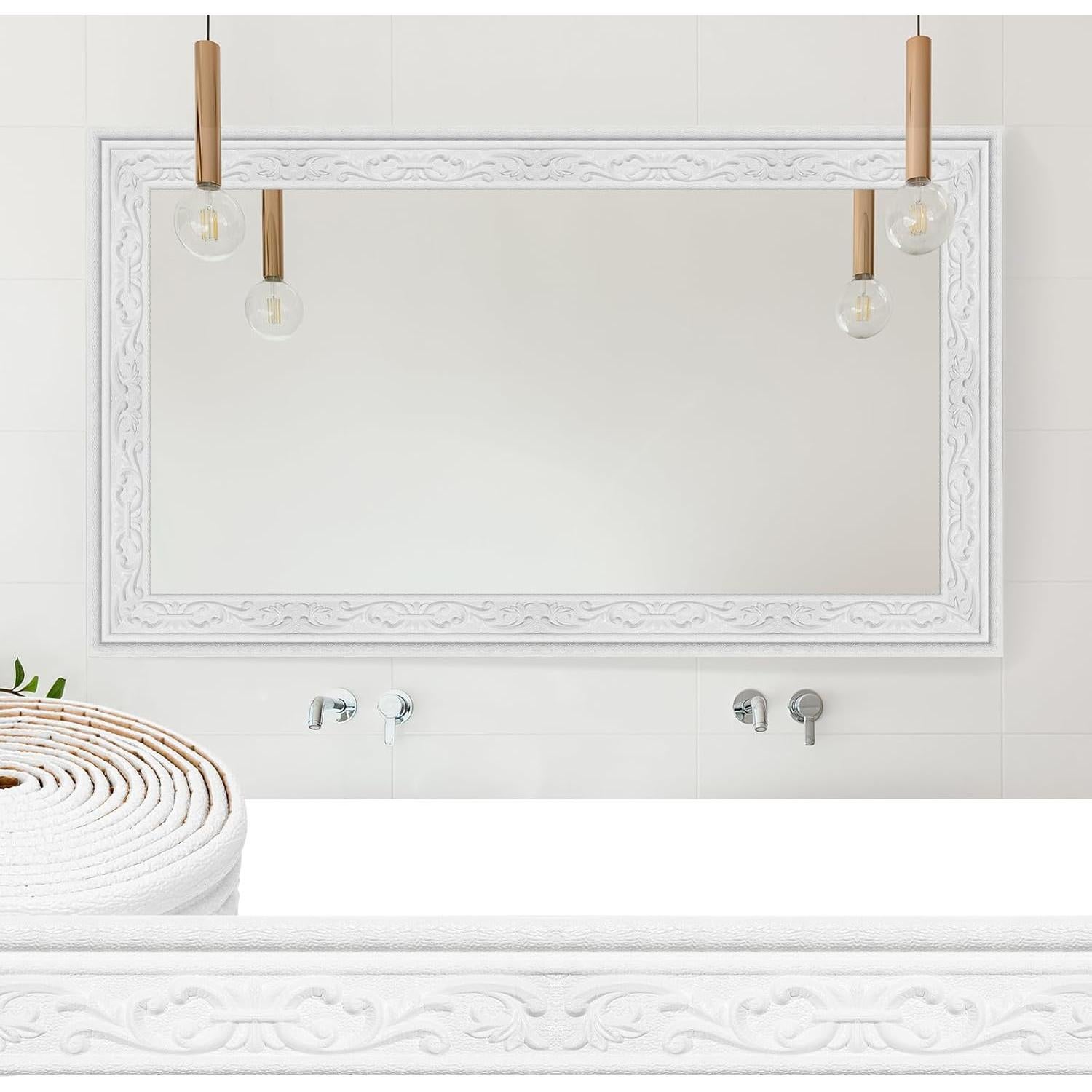 Frontera de Papel Tapiz Autoadhesiva Orgthin 180x8cm 3D Blanco