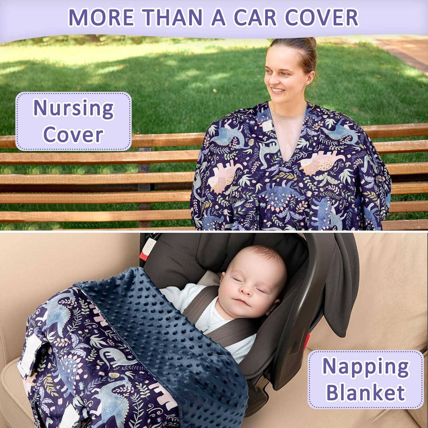 Funda para Silla de Auto Bebé Dinosaurios Azules Transpirable