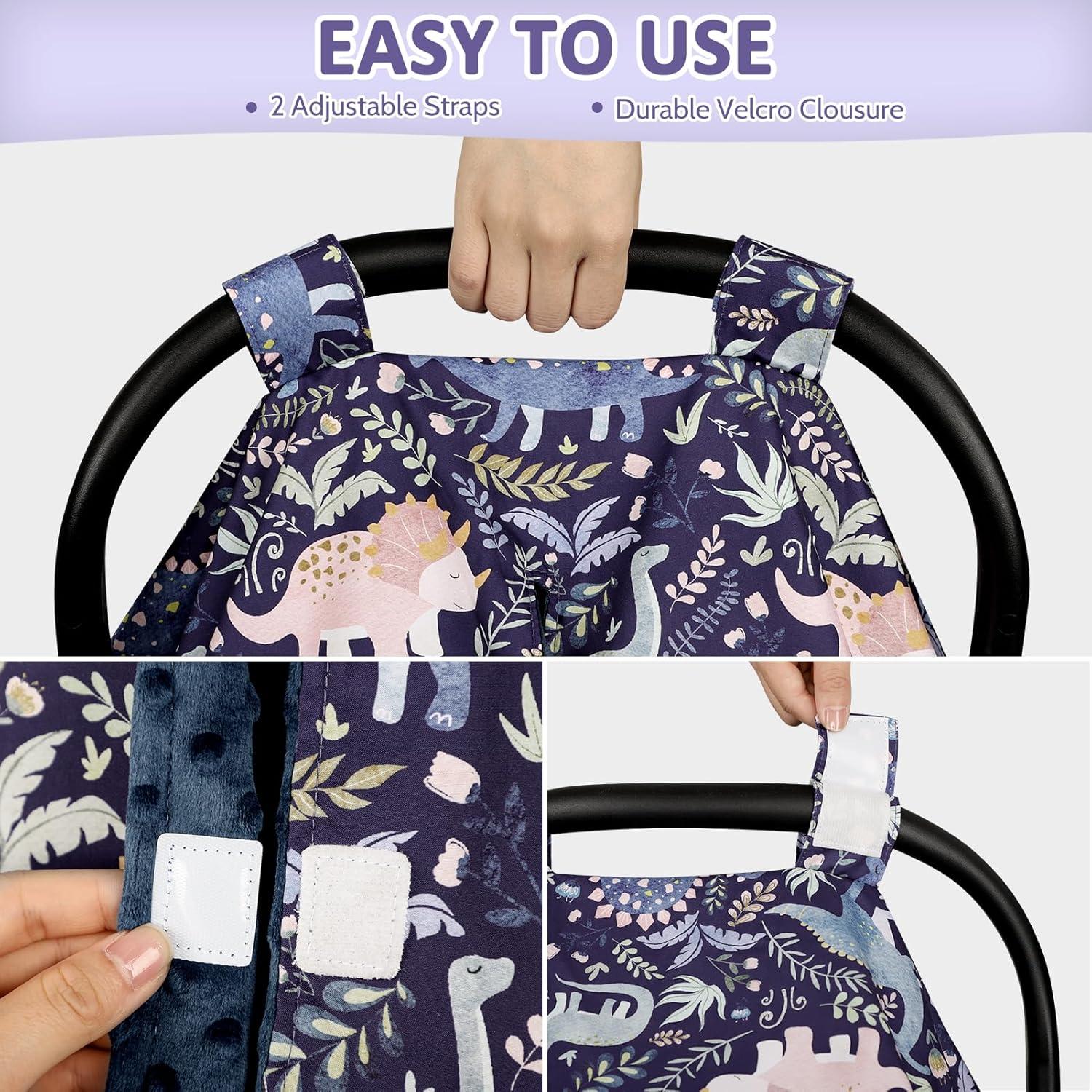 Funda para Silla de Auto Bebé Dinosaurios Azules Transpirable