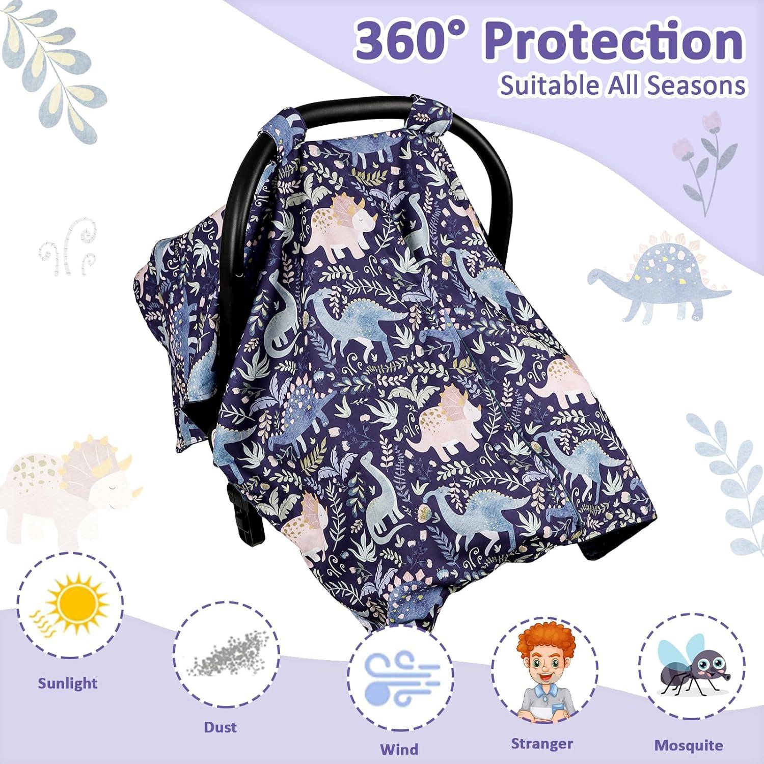 Funda para Silla de Auto Bebé Dinosaurios Azules Transpirable