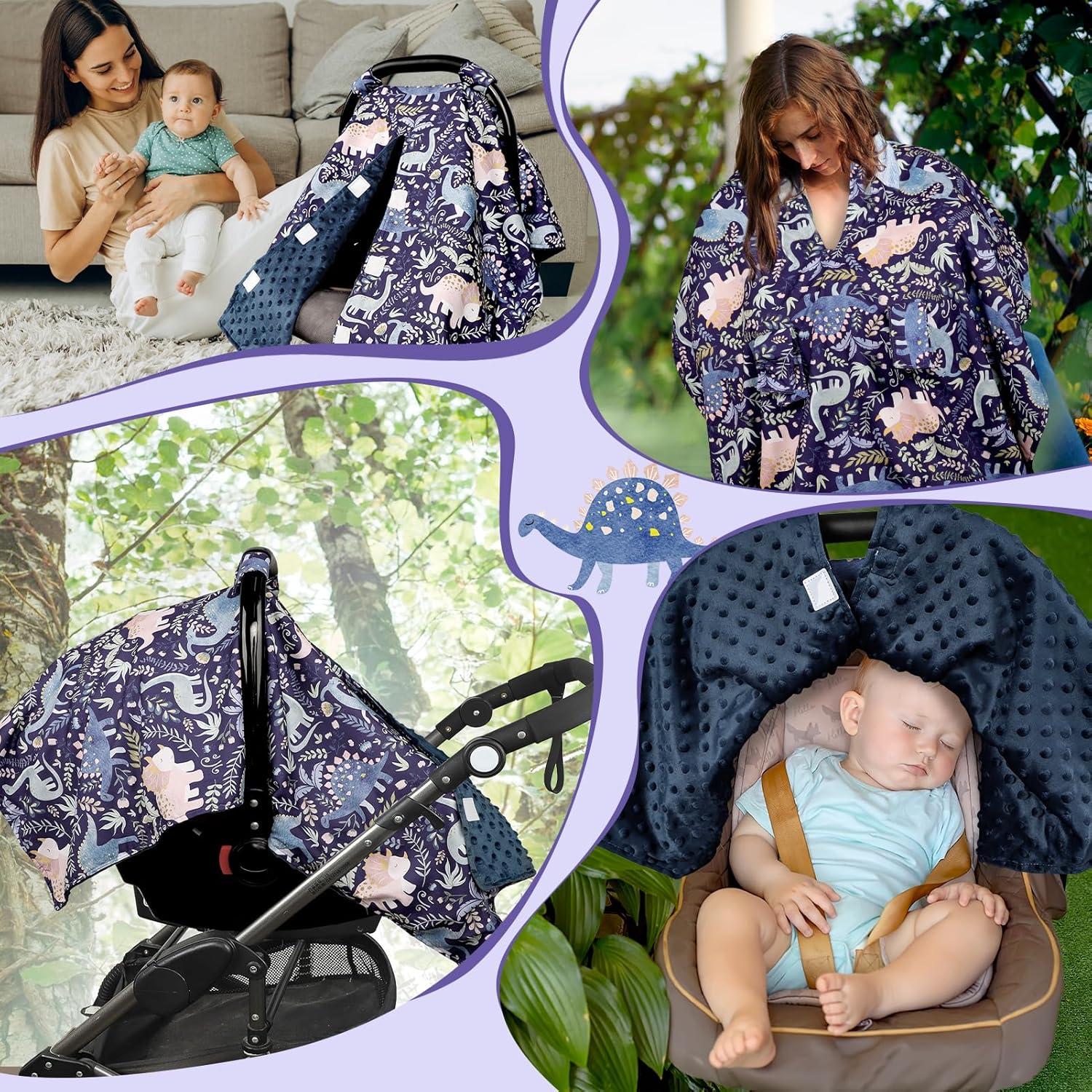 Funda para Silla de Auto Bebé Dinosaurios Azules Transpirable