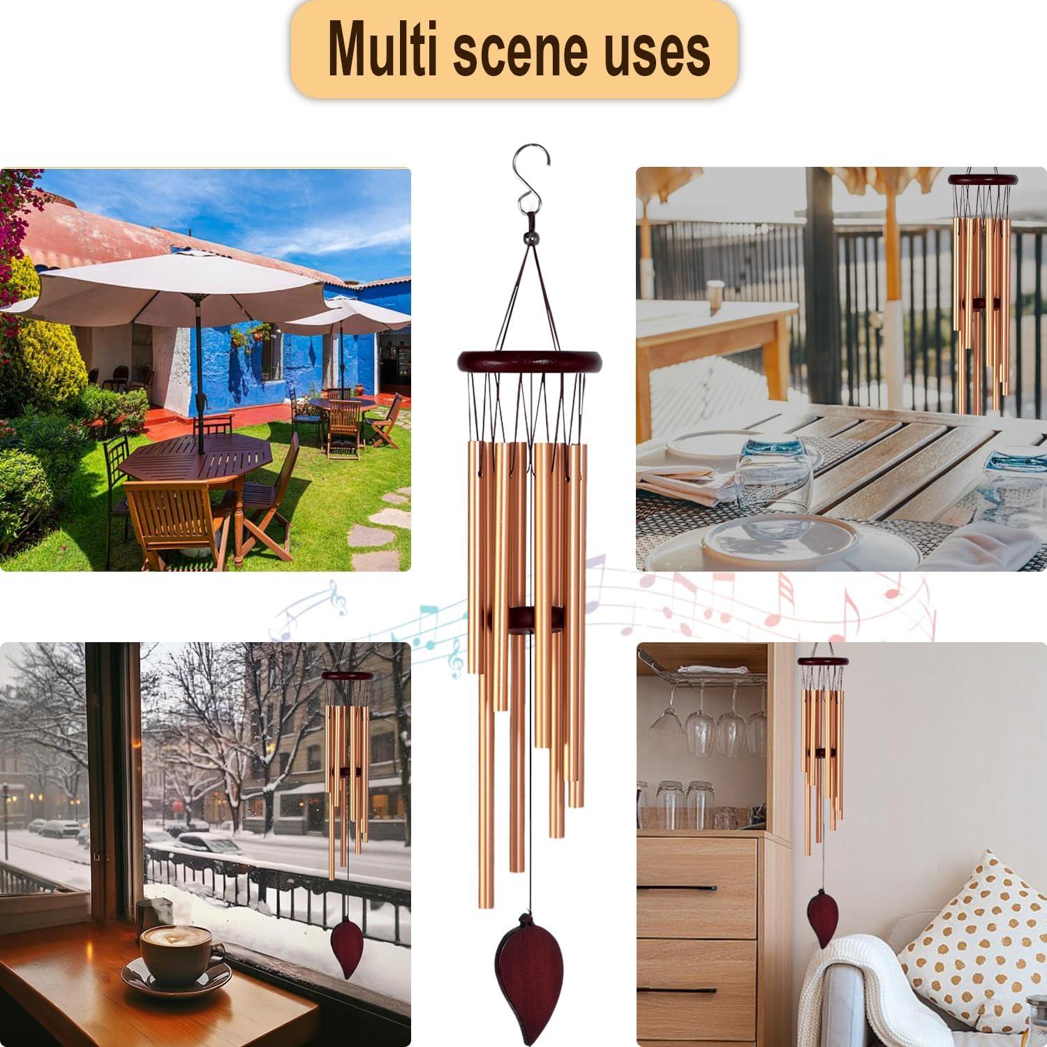 Campanas de Viento RUIQINQI Oro Rosa 66 cm Aluminio Exterior