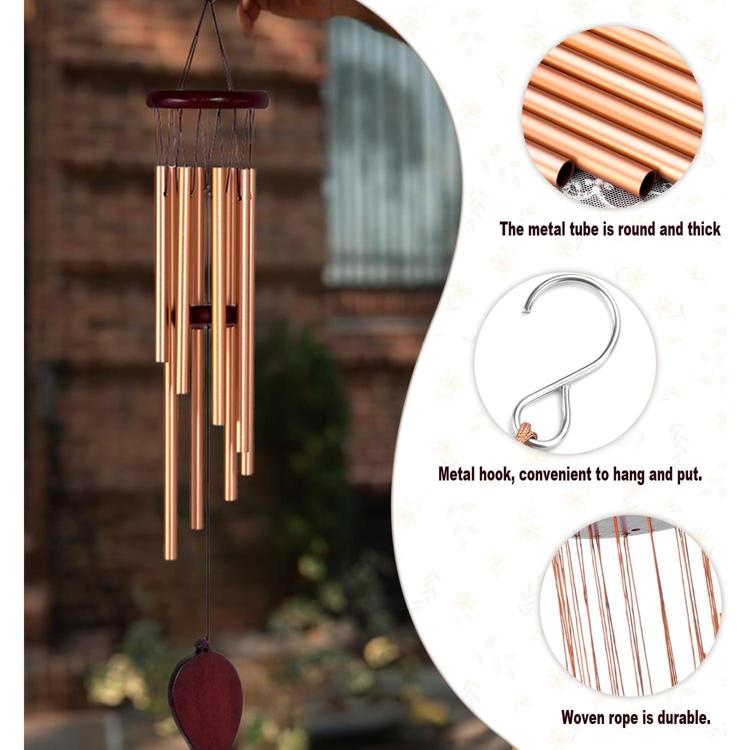 Campanas de Viento RUIQINQI Oro Rosa 66 cm Aluminio Exterior