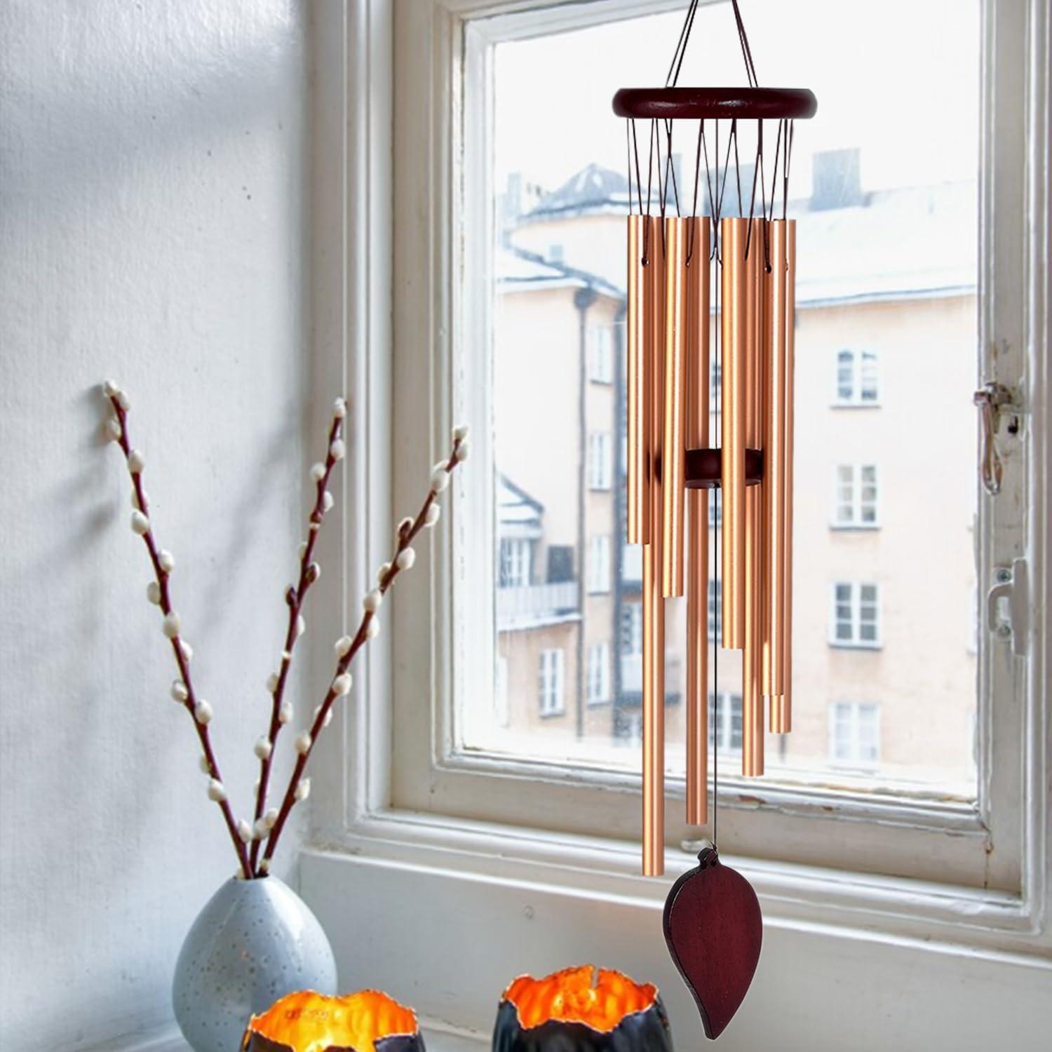 Campanas de Viento RUIQINQI Oro Rosa 66 cm Aluminio Exterior