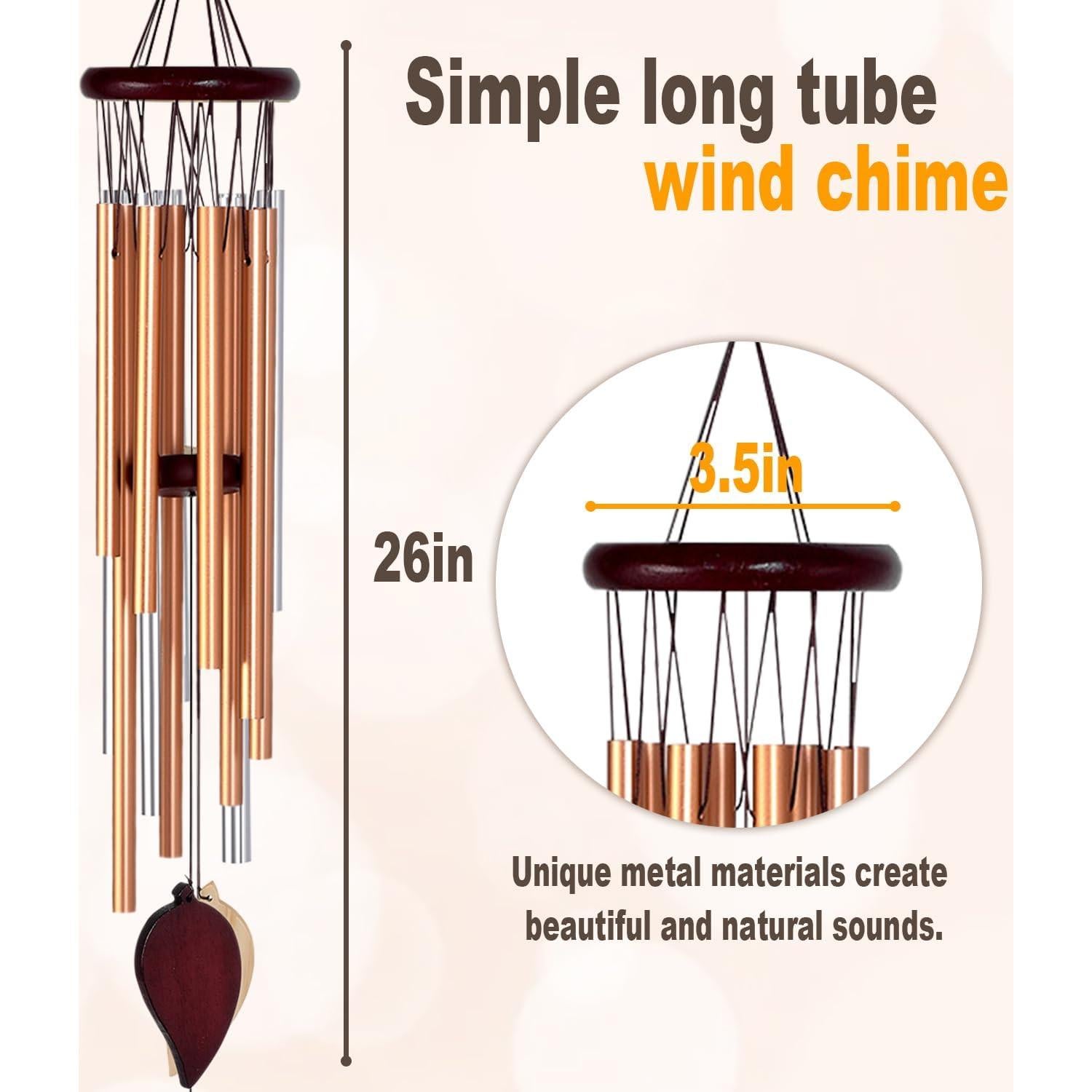 Campanas de Viento RUIQINQI Oro Rosa 66 cm Aluminio Exterior