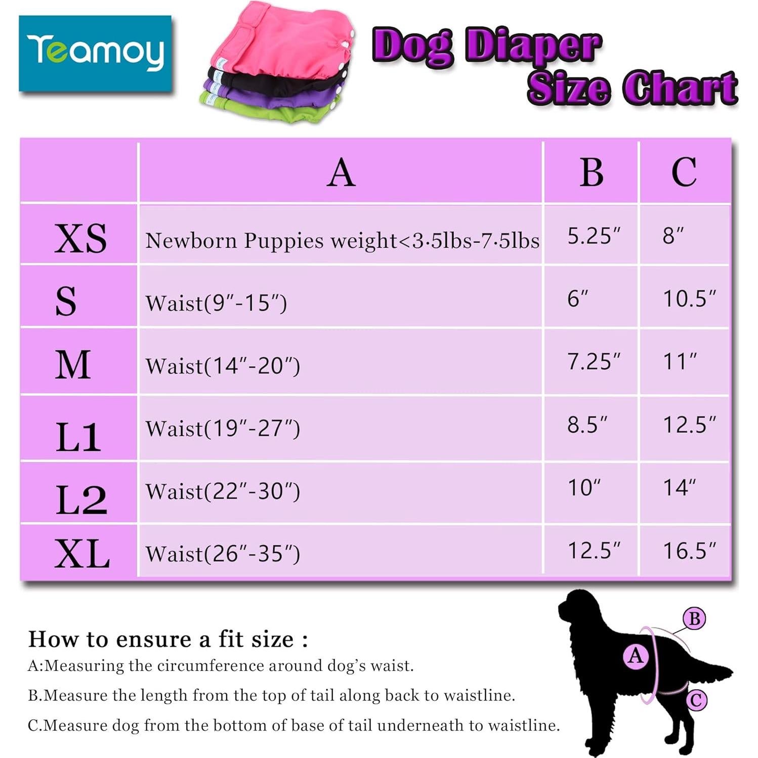 Pañales Reutilizables para Perros Hembras Teamoy S