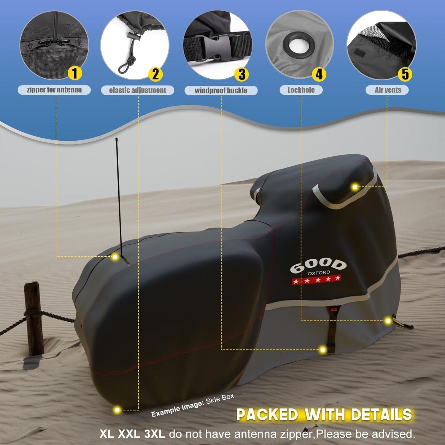 Cubierta de Motocicleta Rosefray 600D XXL Impermeable Negra