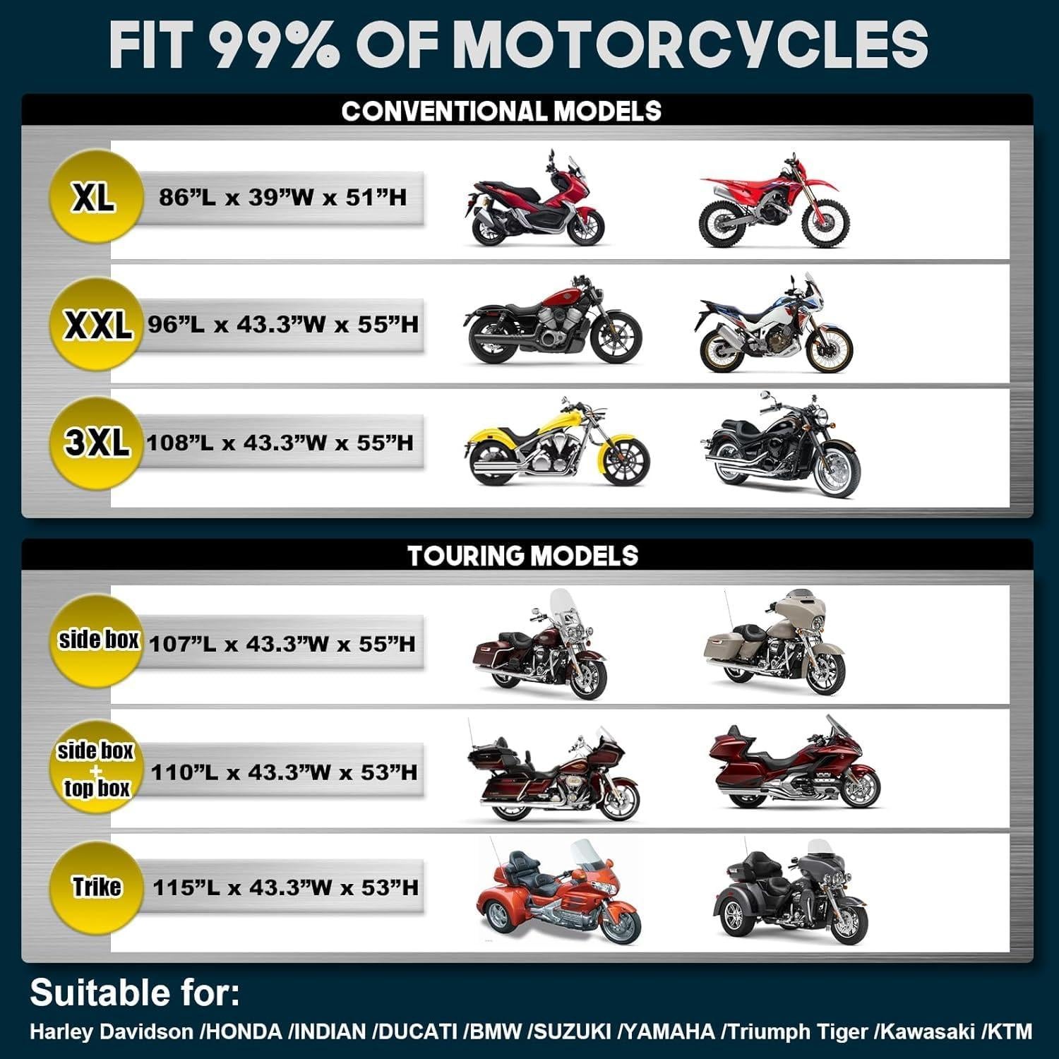 Cubierta de Motocicleta Rosefray 600D XXL Impermeable Negra