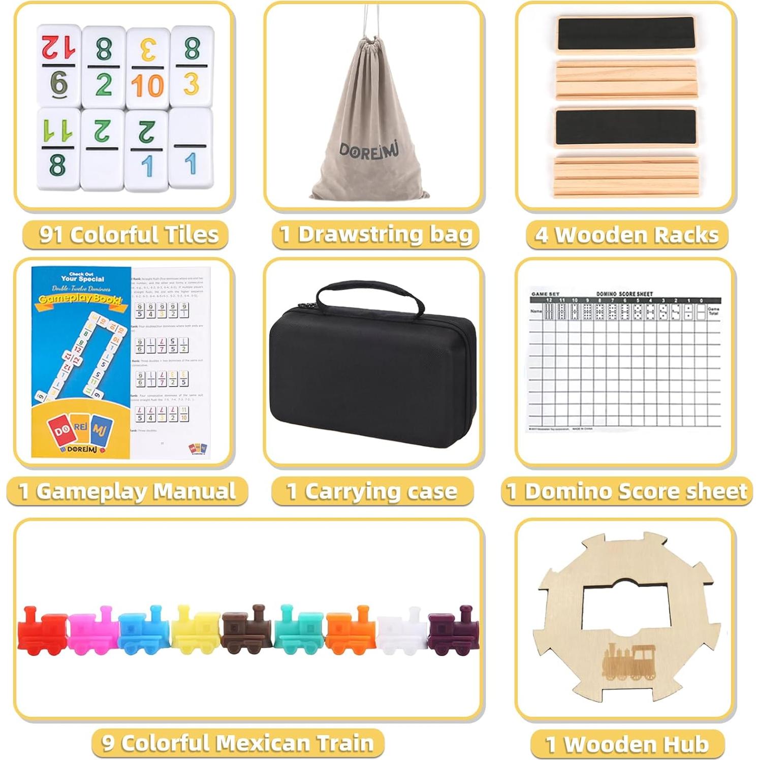 Juego de Dominó Mexicano Doreimi Doble 12 con 91 Fichas