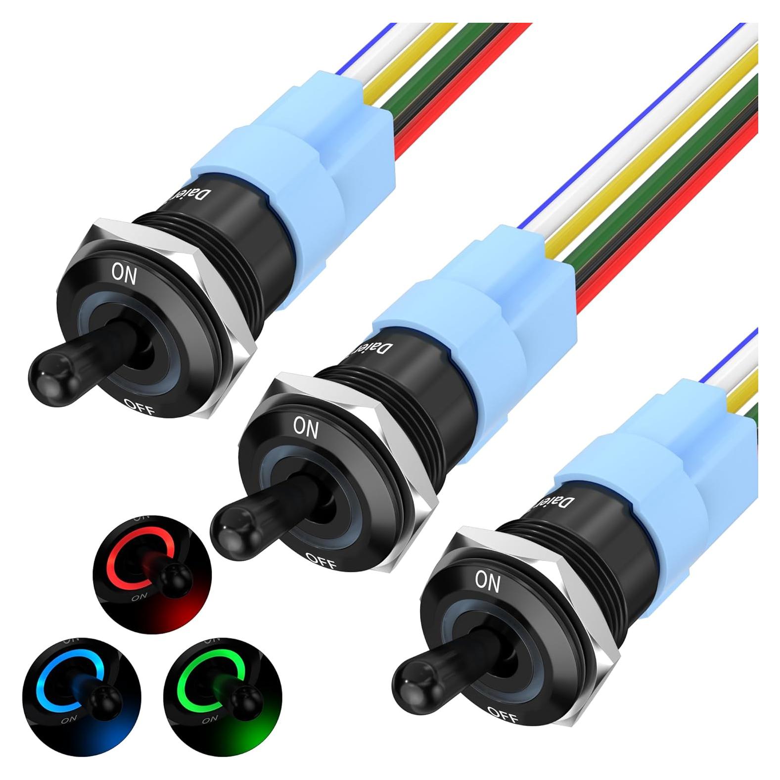 Interruptor de Palanca Iluminado DaierTek 12V RGB 20A Marino