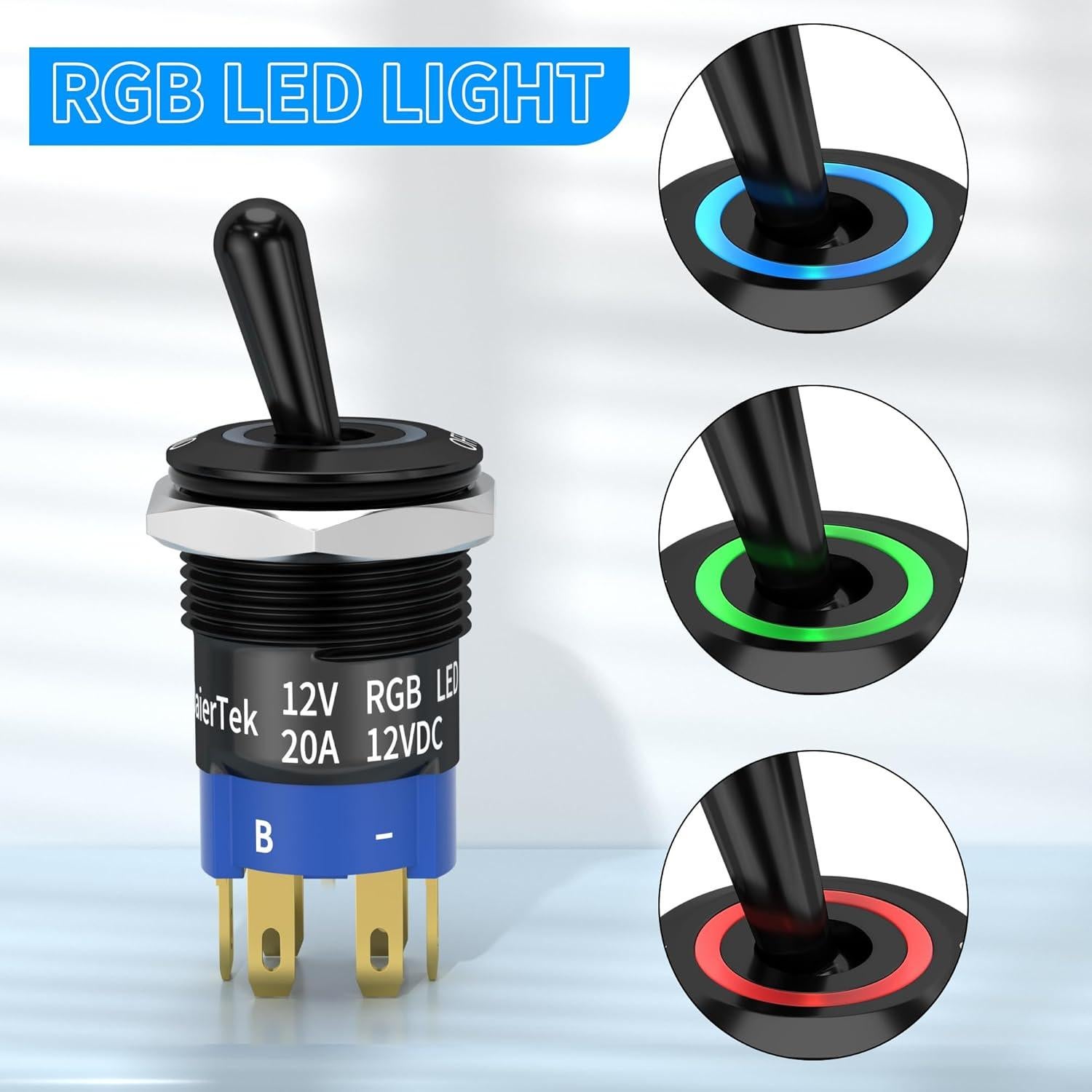 Interruptor de Palanca Iluminado DaierTek 12V RGB 20A Marino
