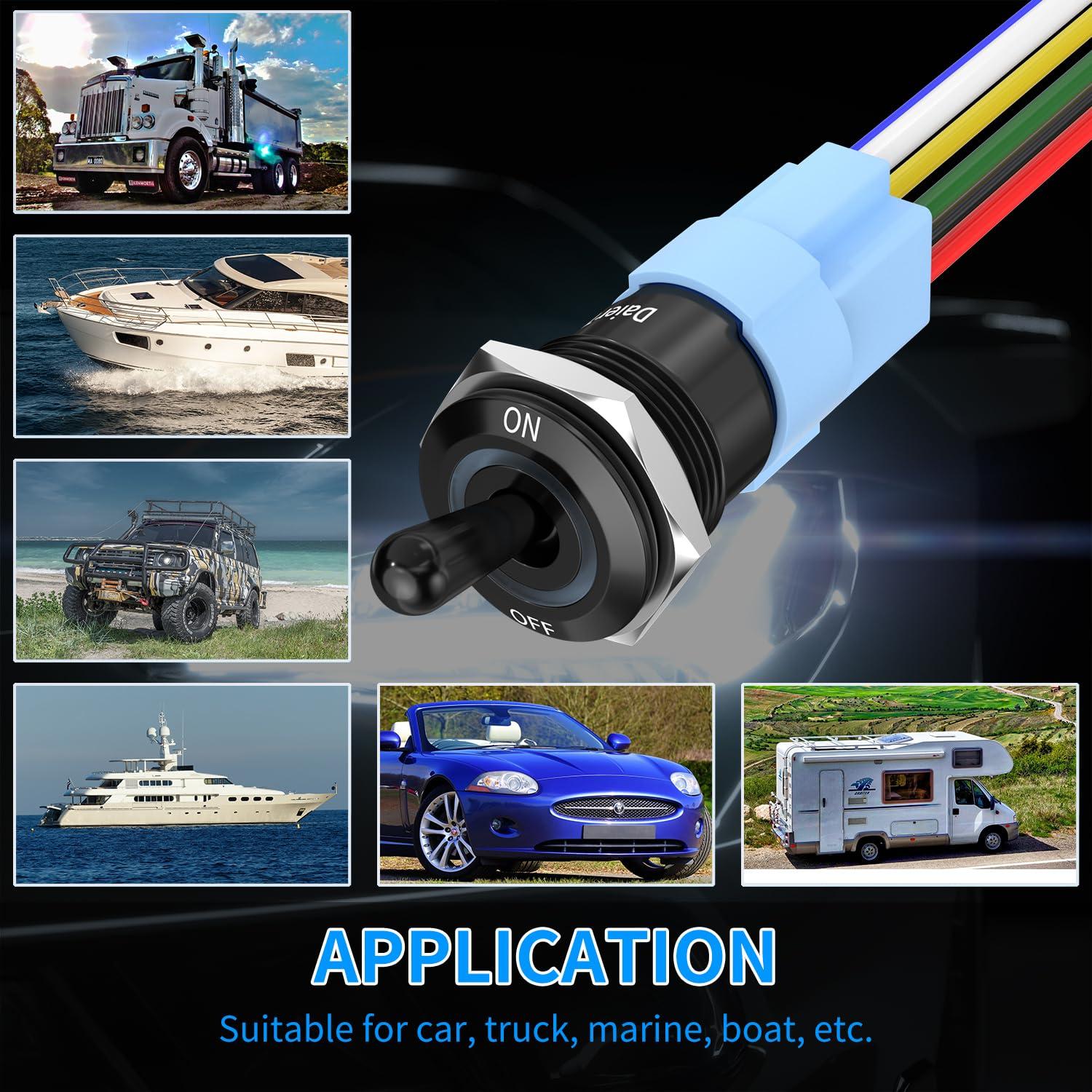 Interruptor de Palanca Iluminado DaierTek 12V RGB 20A Marino