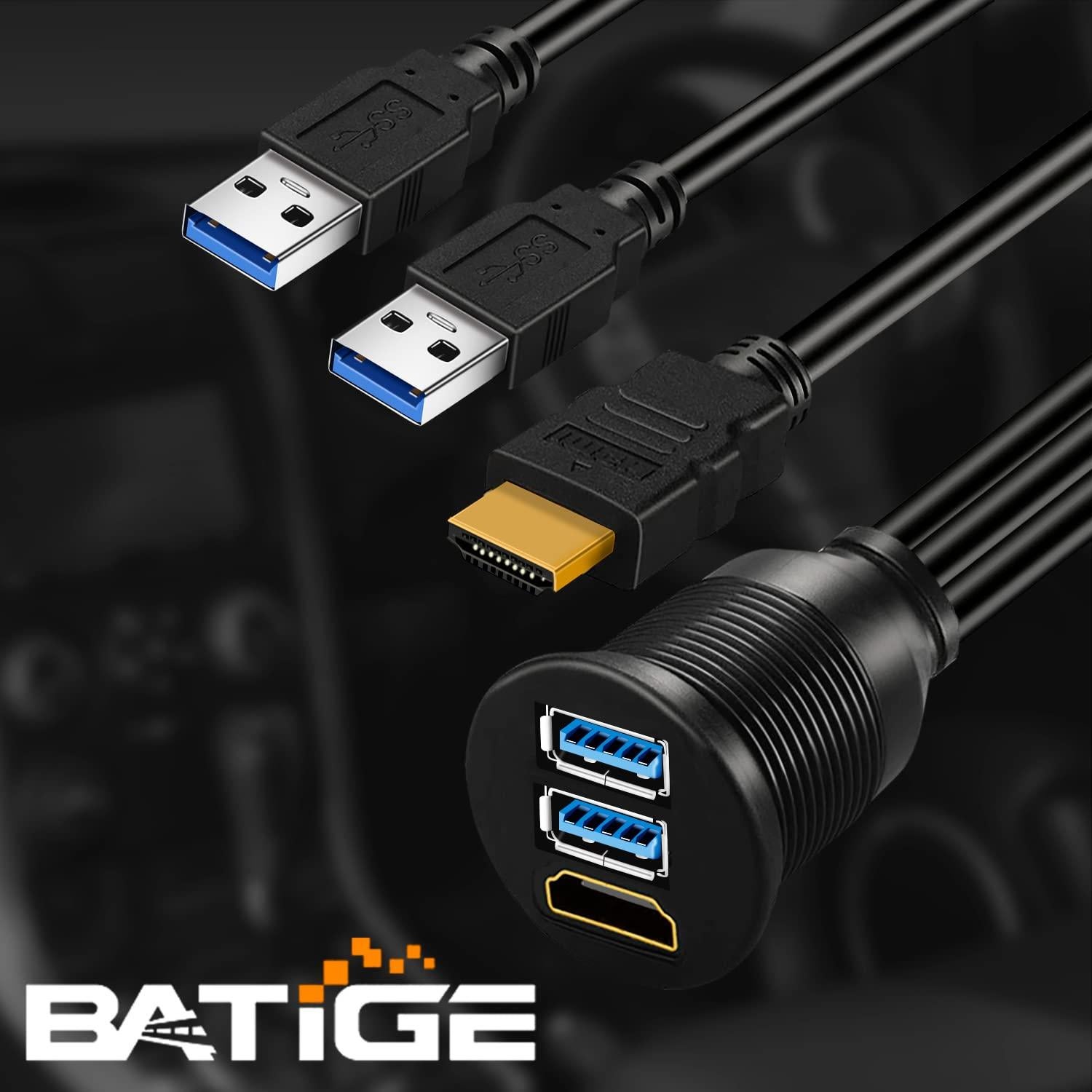 Cable de Extensión BATIGE Doble USB 3.0 y HDMI 0.91m