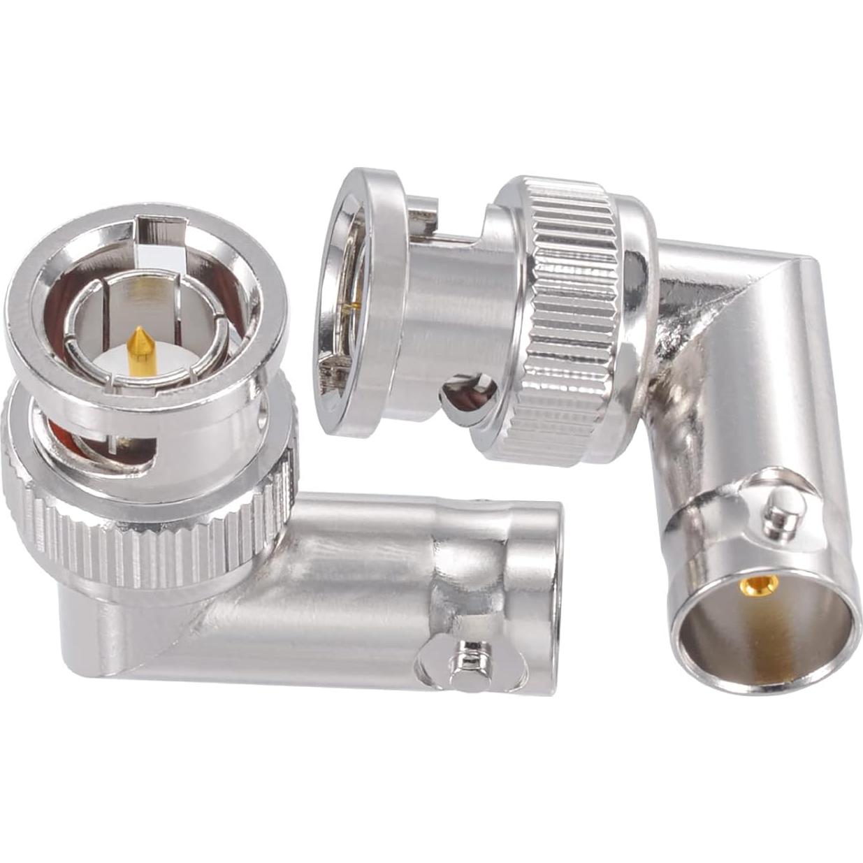 Adaptador BNC Macho a Hembra Superbat 75 Ohm Ángulo Recto Paquete 2