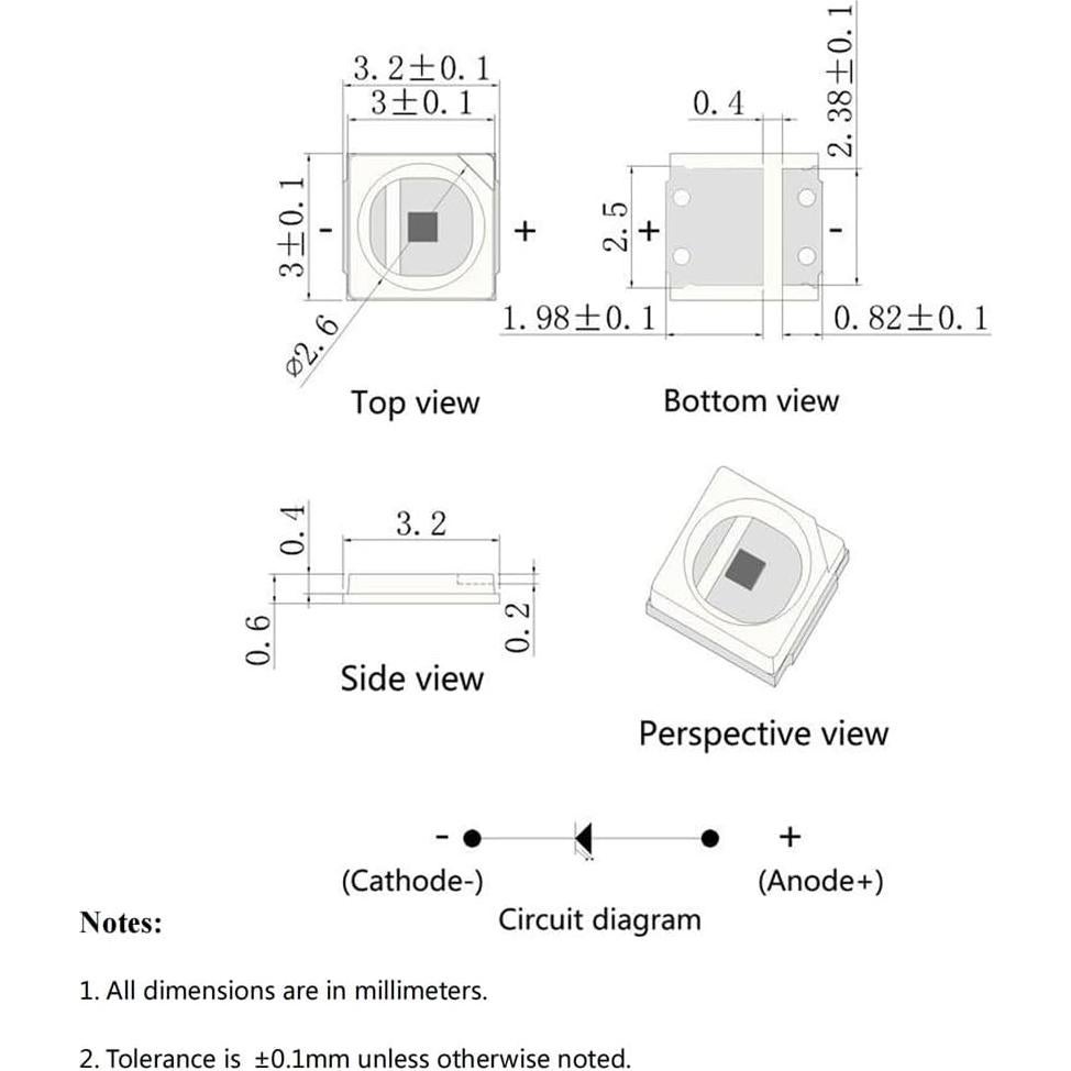 100 Chips LED SMD 3030 Blanco 5200K CRI 90 - LEDGUHON