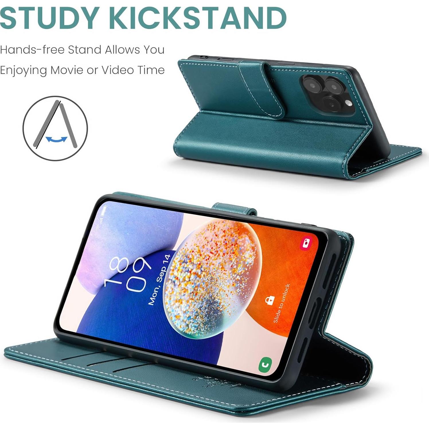 Funda billetera FLIPALM para iPhone 16 Pro Max Verde con RFID