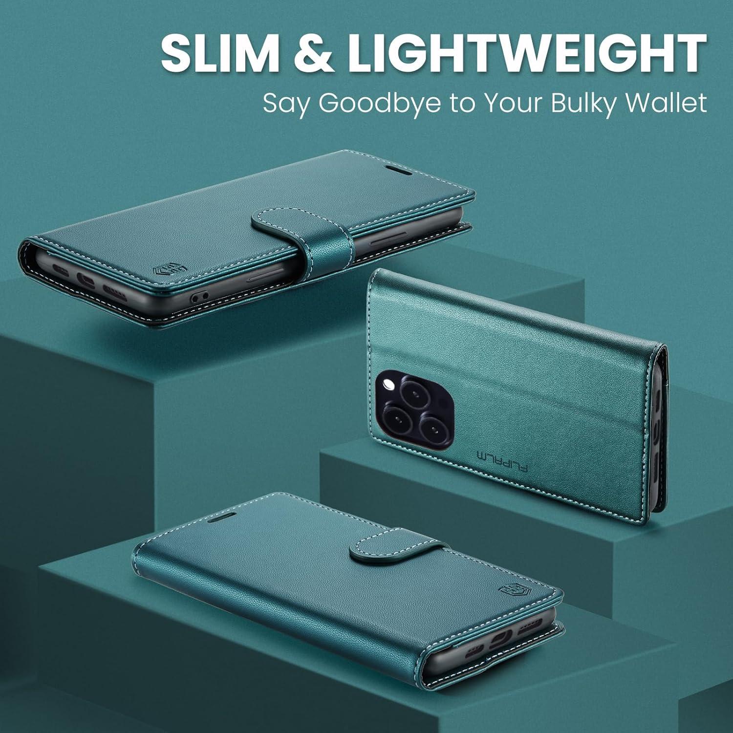 Funda billetera FLIPALM para iPhone 16 Pro Max Verde con RFID