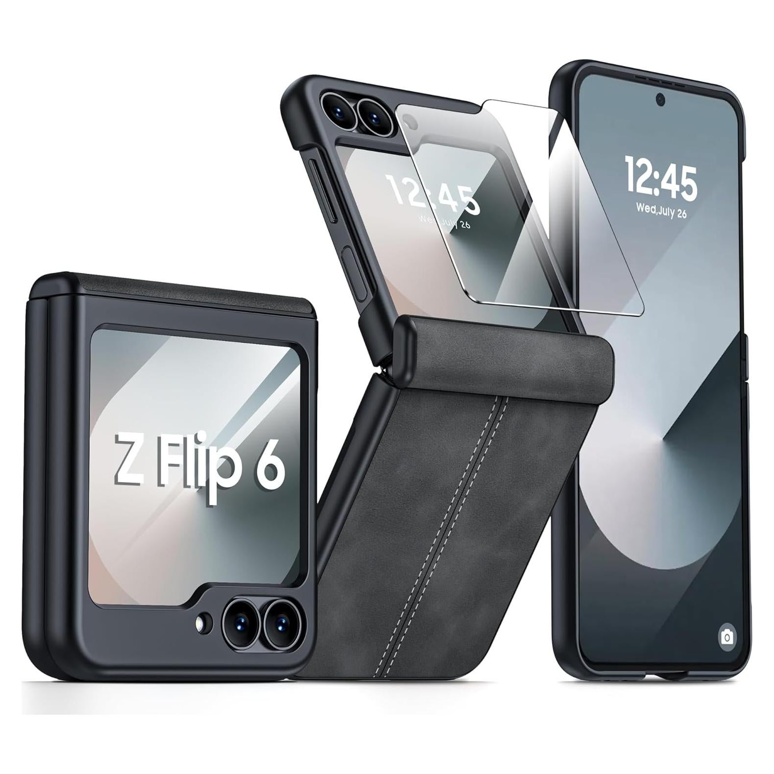 Funda de cuero para Samsung Galaxy Z Flip 6/7 FE - Negro