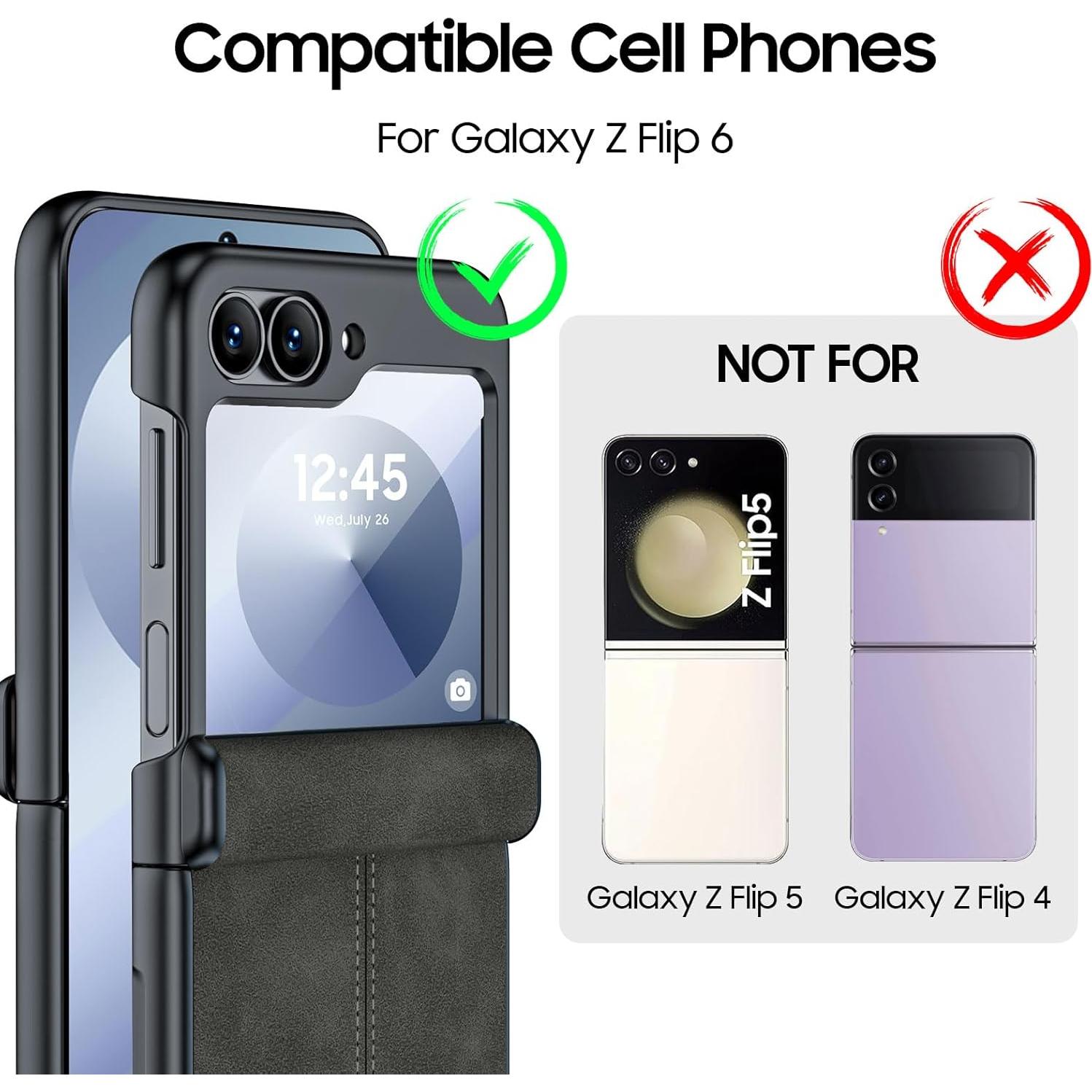 Funda de cuero para Samsung Galaxy Z Flip 6/7 FE - Negro