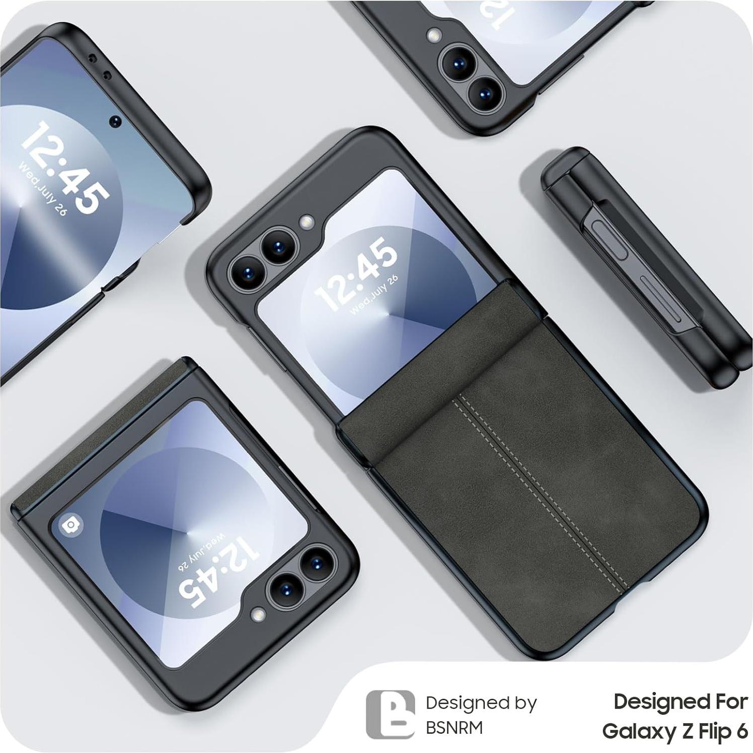 Funda de cuero para Samsung Galaxy Z Flip 6/7 FE - Negro