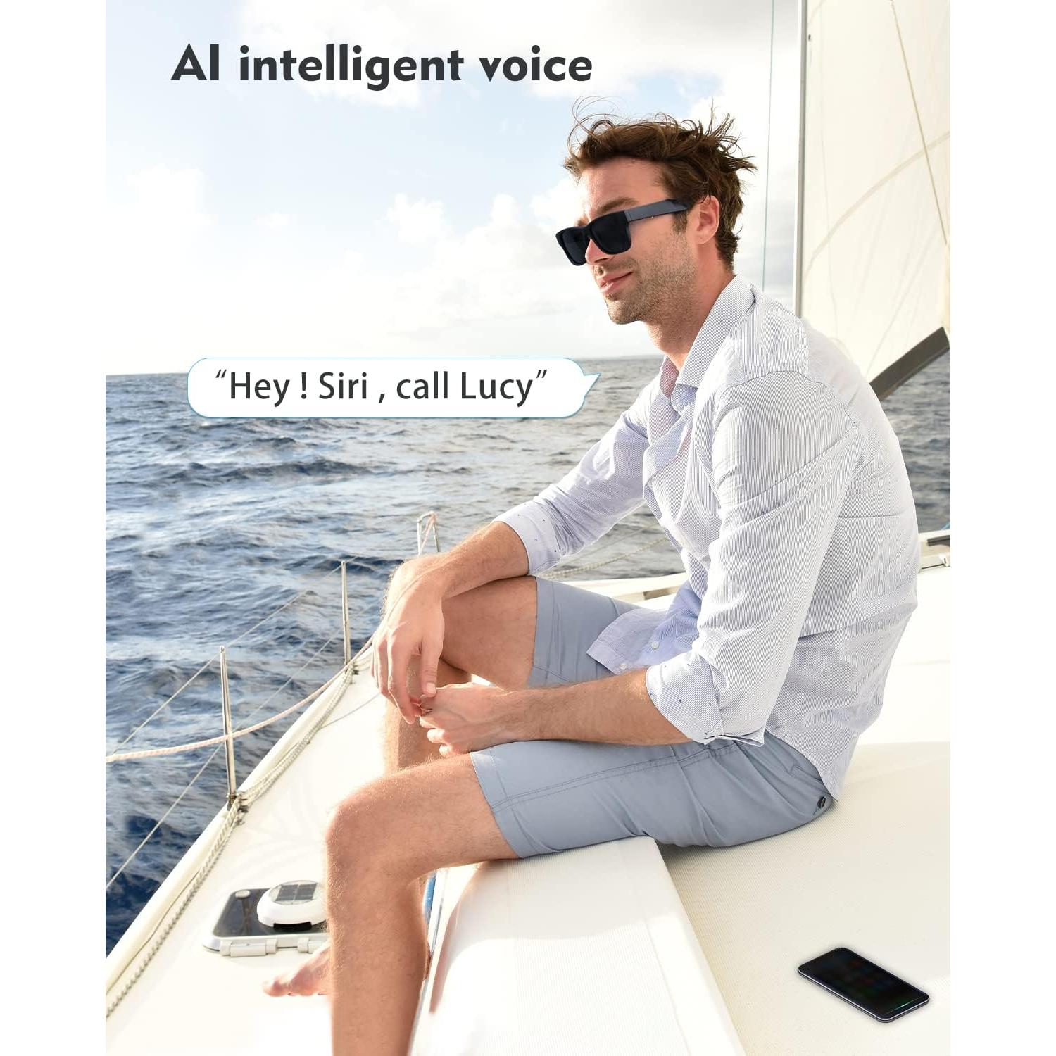 Gafas de Audio Bluetooth RUIMEN con Lentes Anti-UV y Micrófono