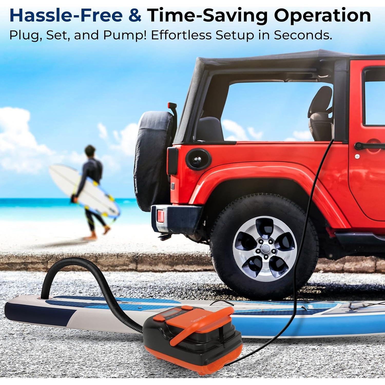 Bomba de aire eléctrica SereneLife para paddle boards 16 PSI