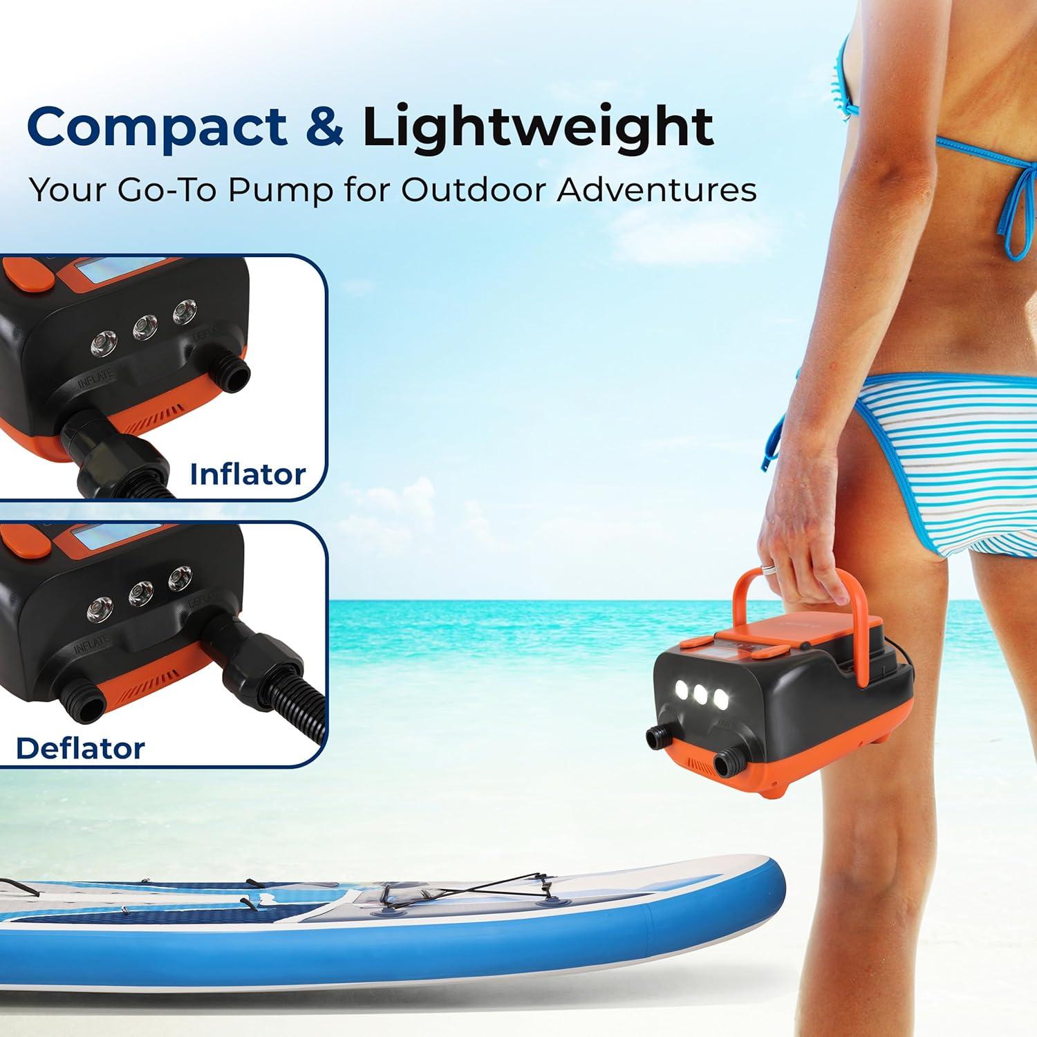 Bomba de aire eléctrica SereneLife para paddle boards 16 PSI