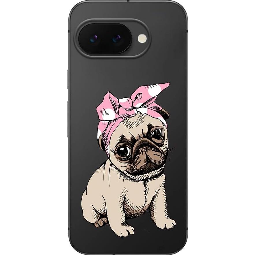 Funda Blingy's para Google Pixel 9a - TPU Transparente Pug Bandana