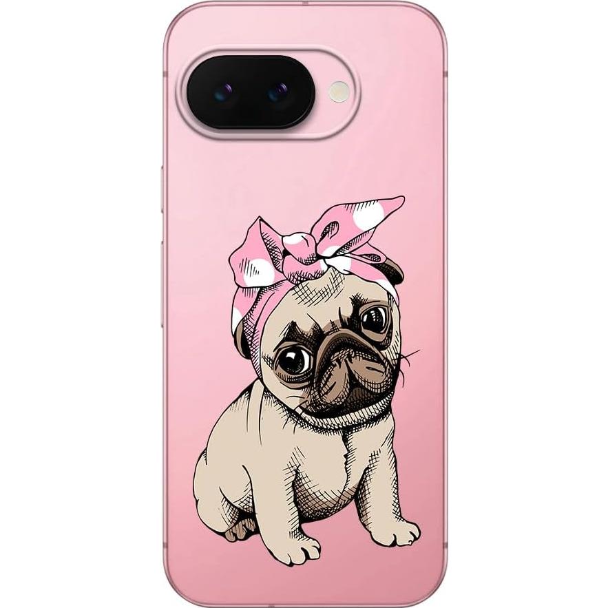 Funda Blingy's para Google Pixel 9a - TPU Transparente Pug Bandana