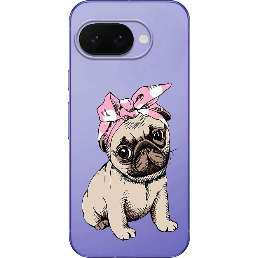 Funda Blingy's para Google Pixel 9a - TPU Transparente Pug Bandana