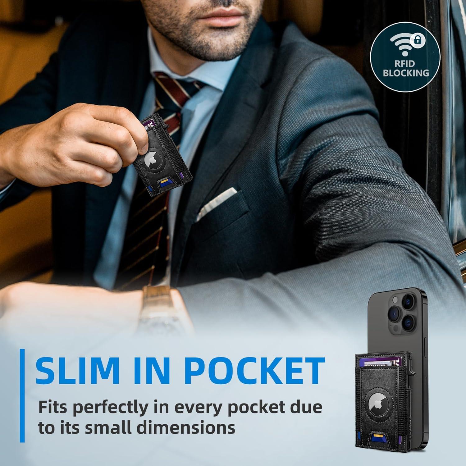 Billetera Airtag Minimalista para Hombres con Bloqueo RFID