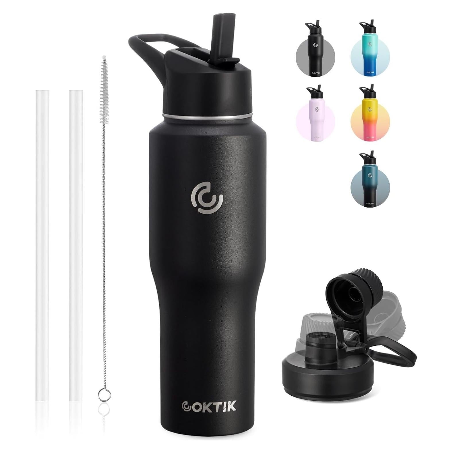 Botella de Agua COKTIK 32oz Aislada Acero Inoxidable Negro