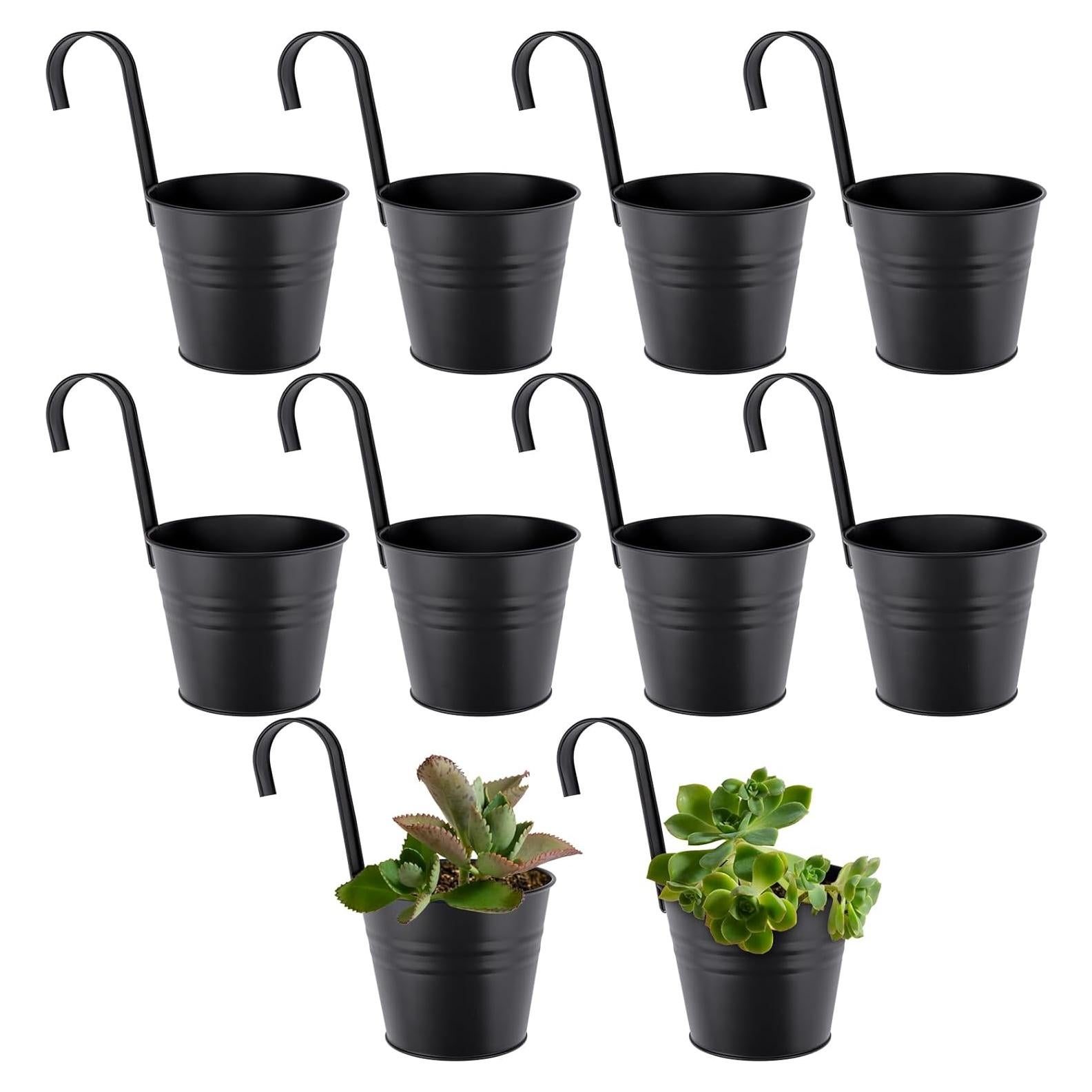 Macetas Colgantes GREANER 10 Piezas Metal Negro Drenaje
