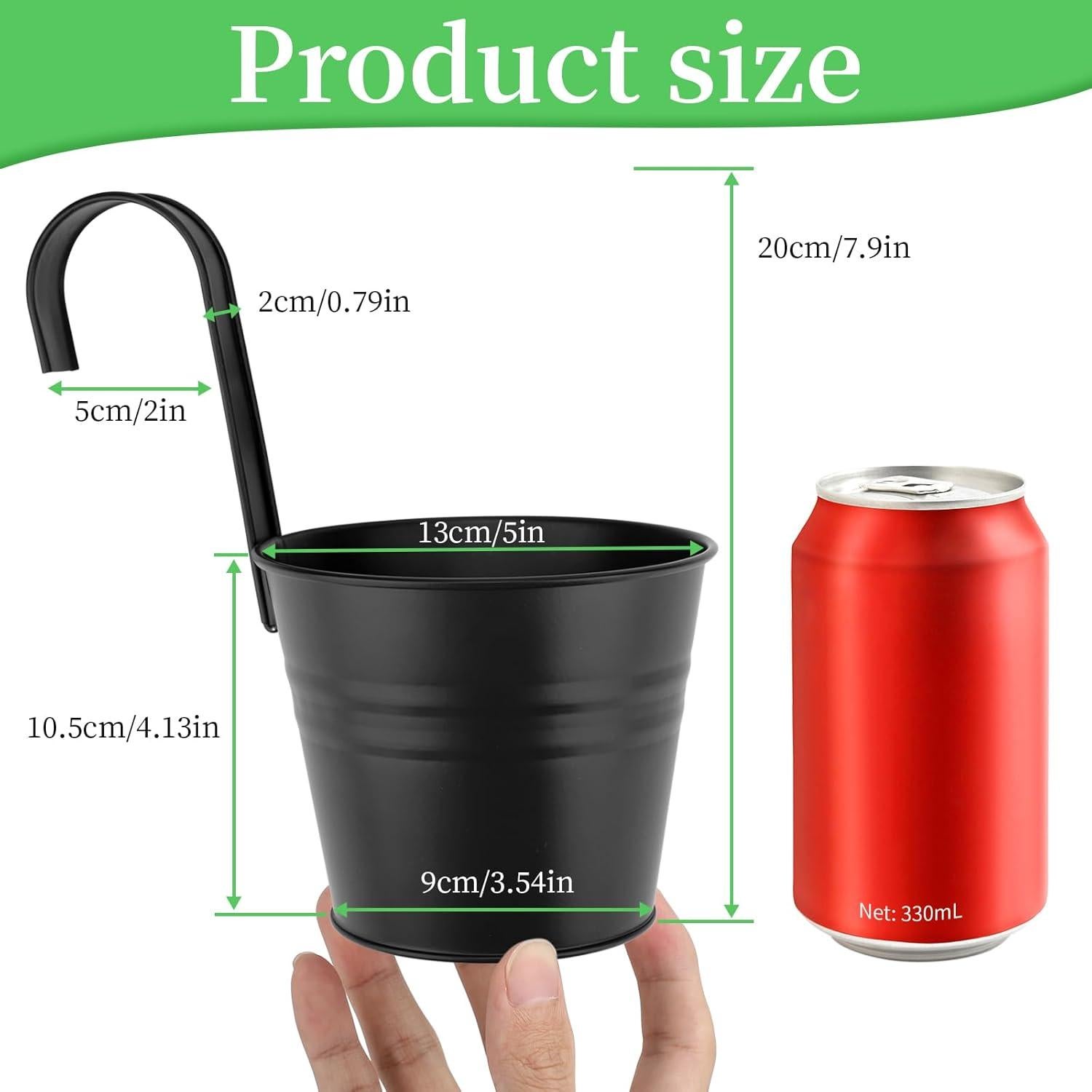 Macetas Colgantes GREANER 10 Piezas Metal Negro Drenaje