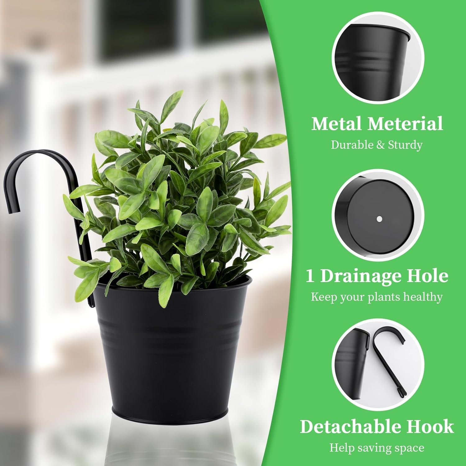 Macetas Colgantes GREANER 10 Piezas Metal Negro Drenaje