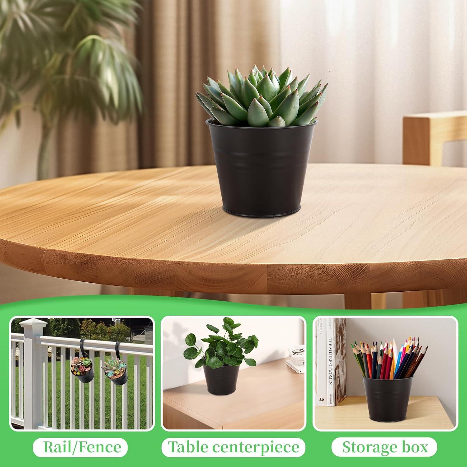 Macetas Colgantes GREANER 10 Piezas Metal Negro Drenaje