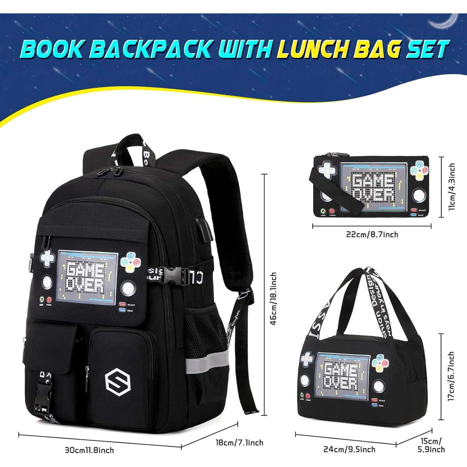 Mochila Escolar Luminiscente Niños Sco-kb-14yxbk con Almuerzo