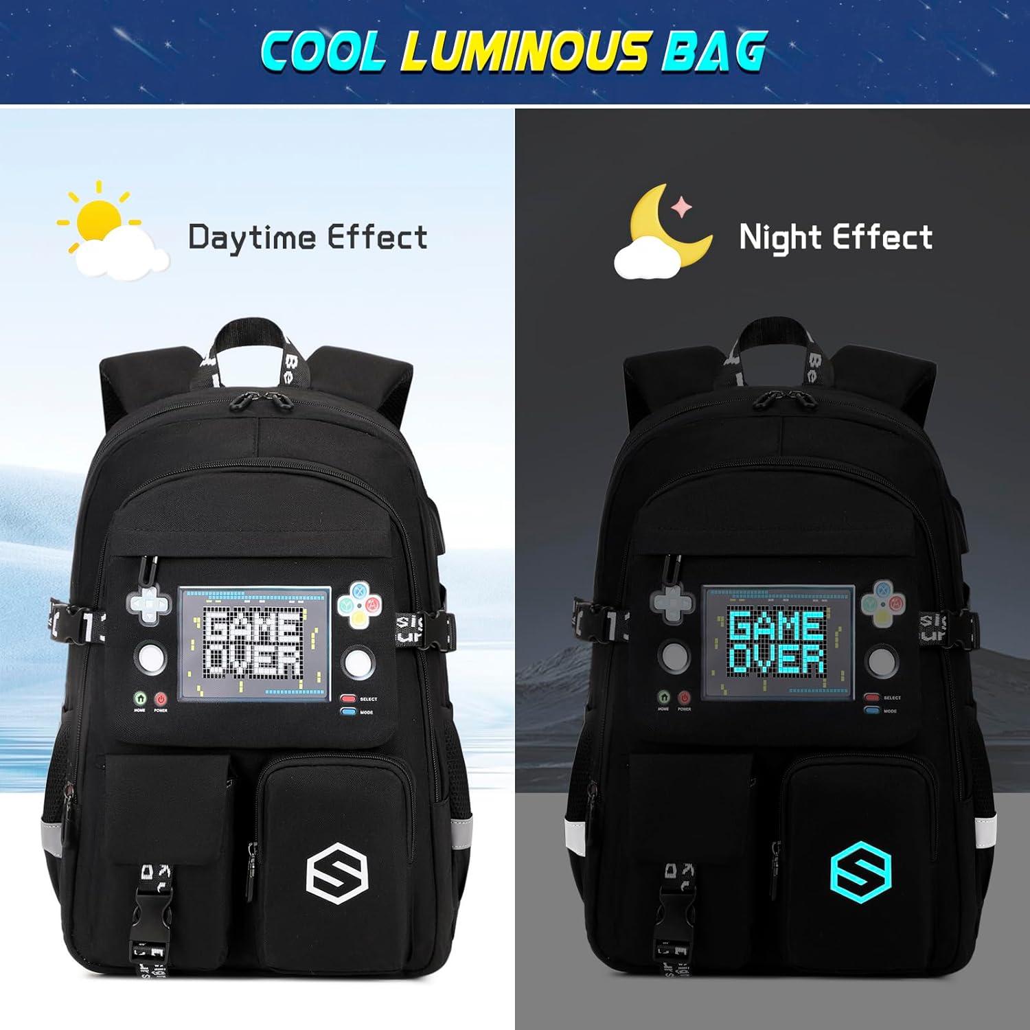 Mochila Escolar Luminiscente Niños Sco-kb-14yxbk con Almuerzo